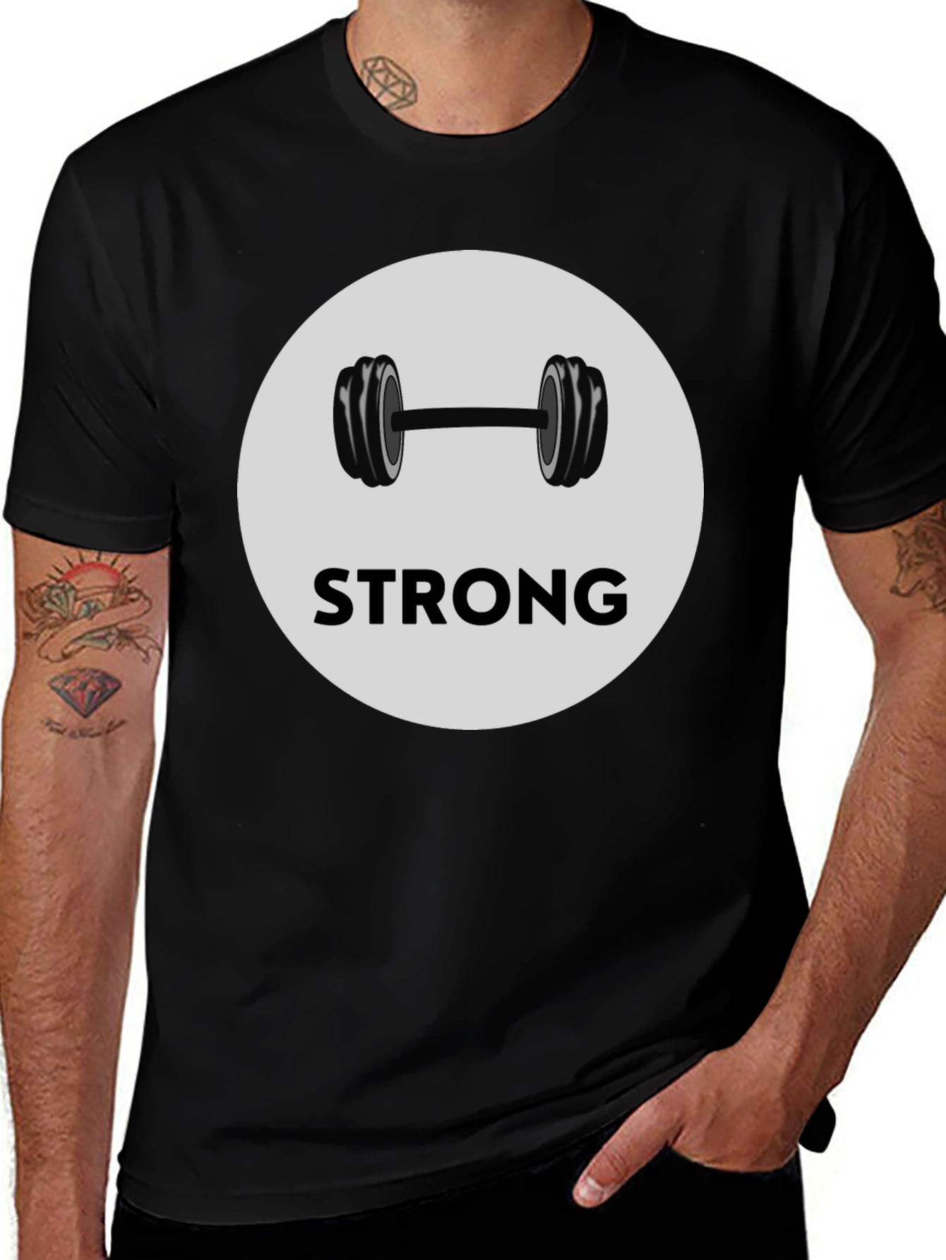 Strong Dumbbell Graphic Tee - Black