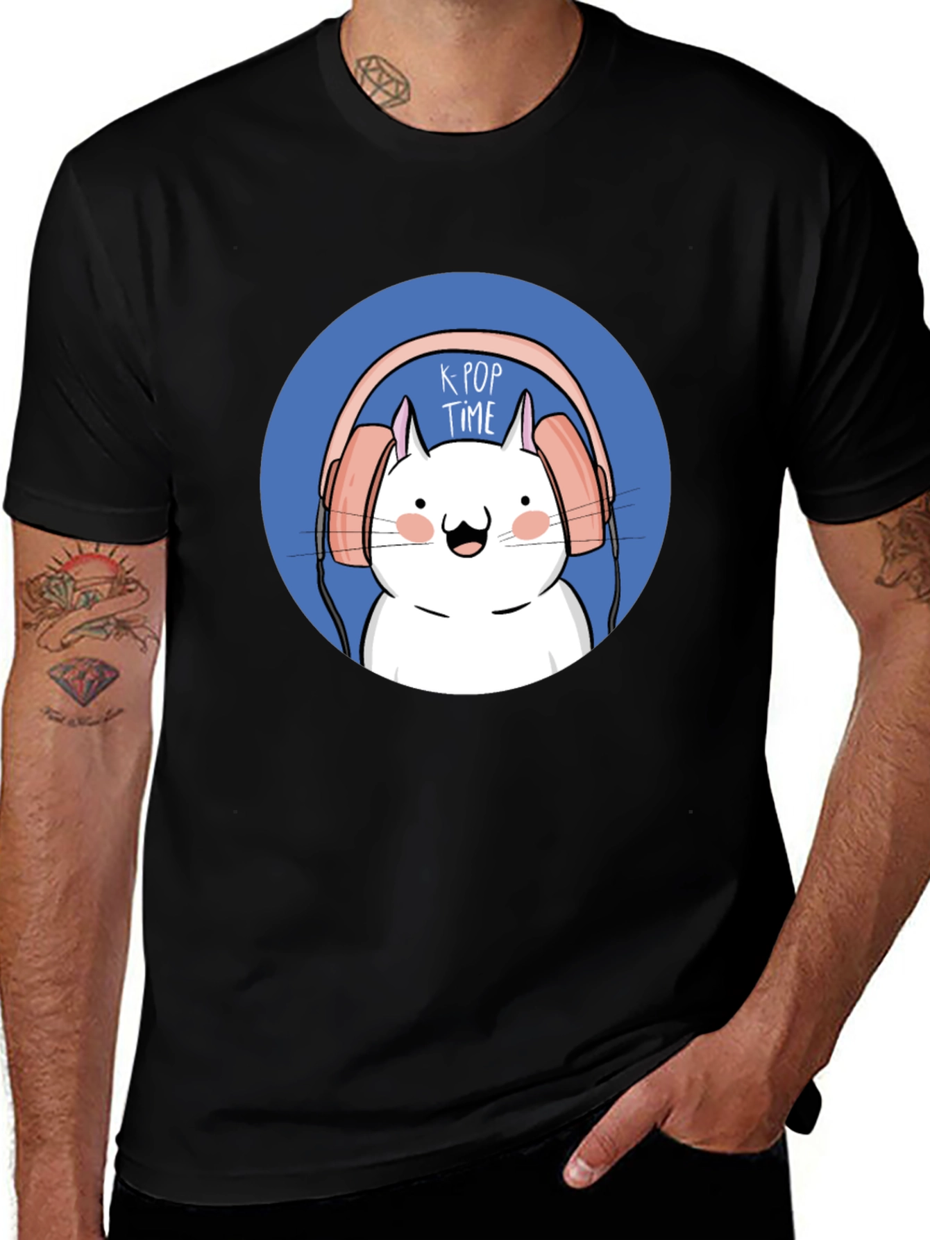 Variant 24 of K-Pop Time Cartoon Cat Graphic Tee