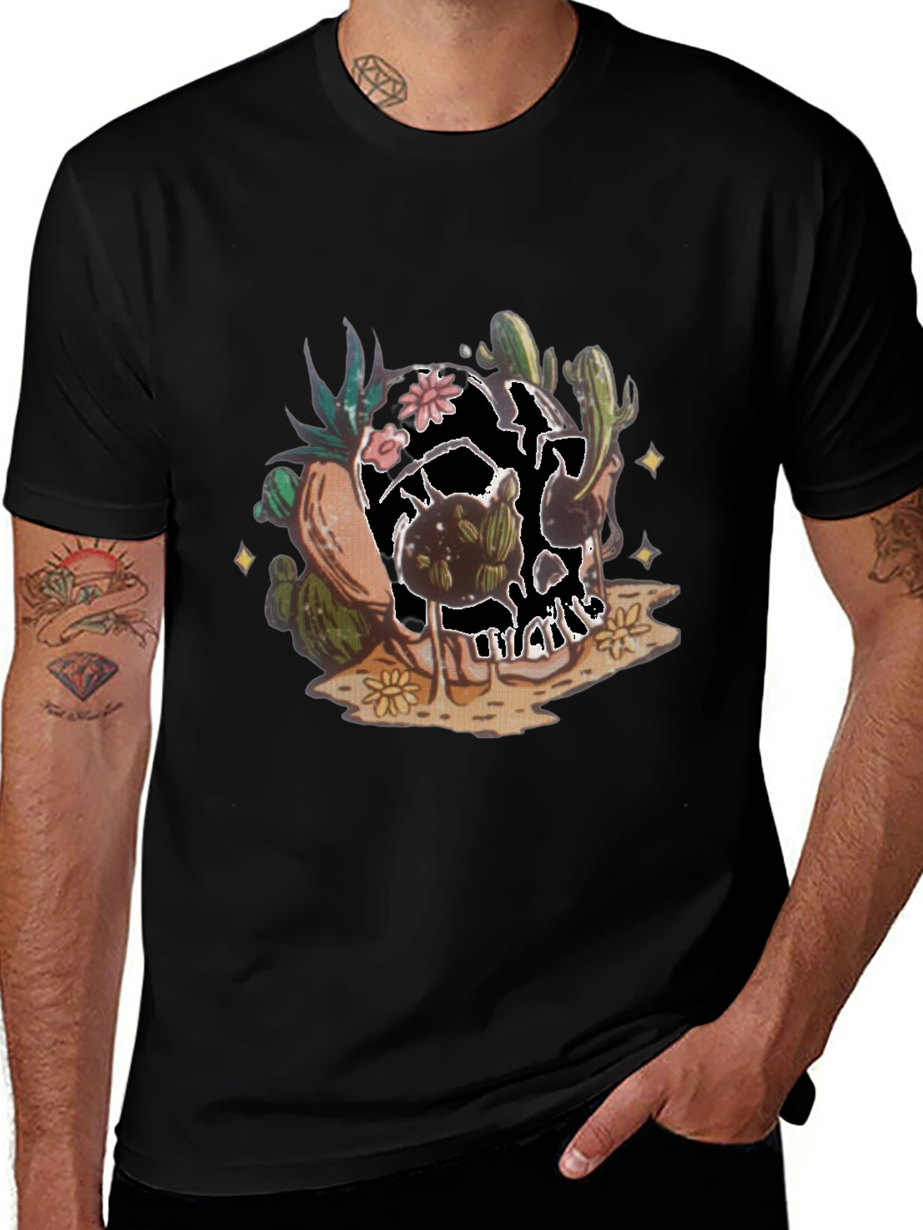 Variant 16 of Cactus Skull Graphic Tee - Unique Desert Style