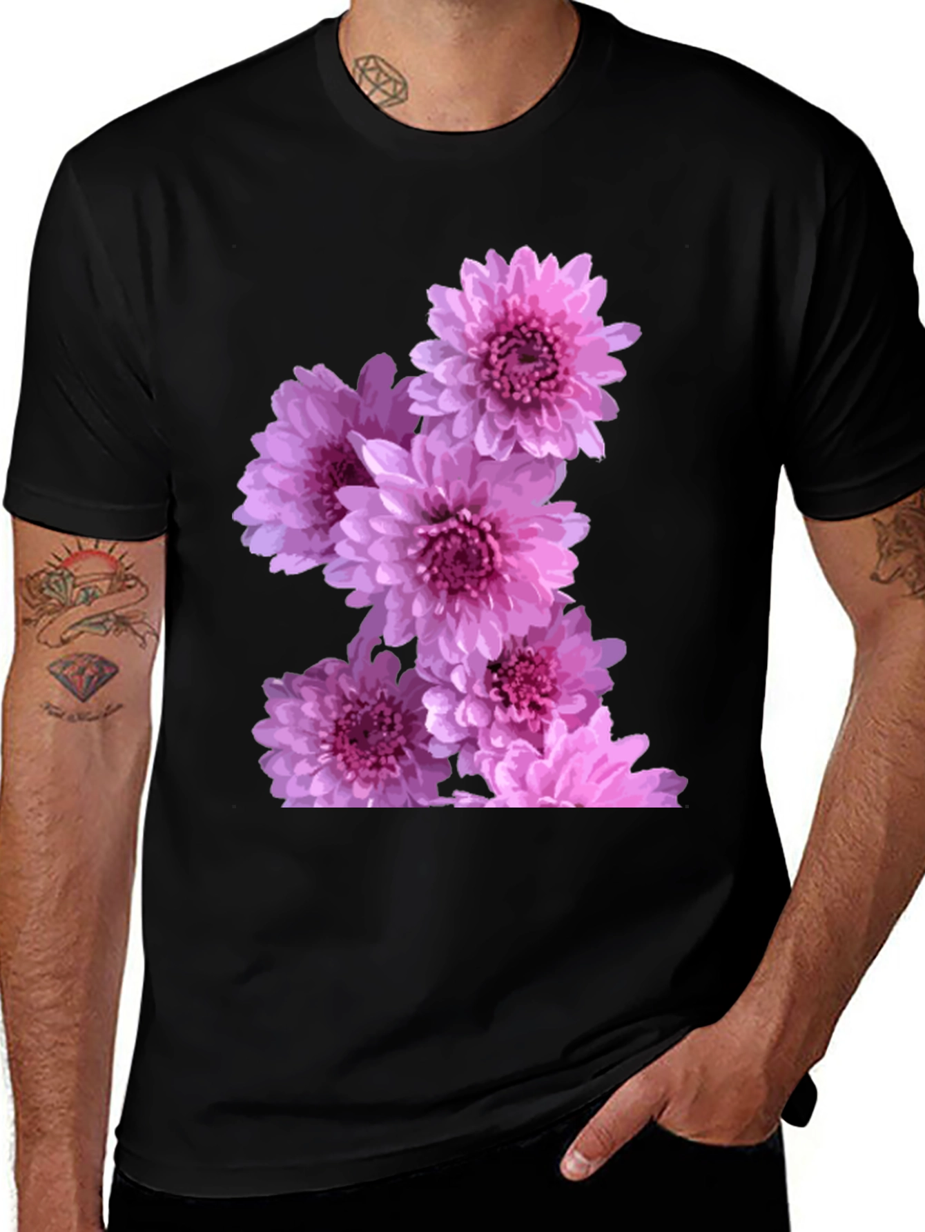Variant 27 of Floral Graphic Tee - Black Cotton Comfort