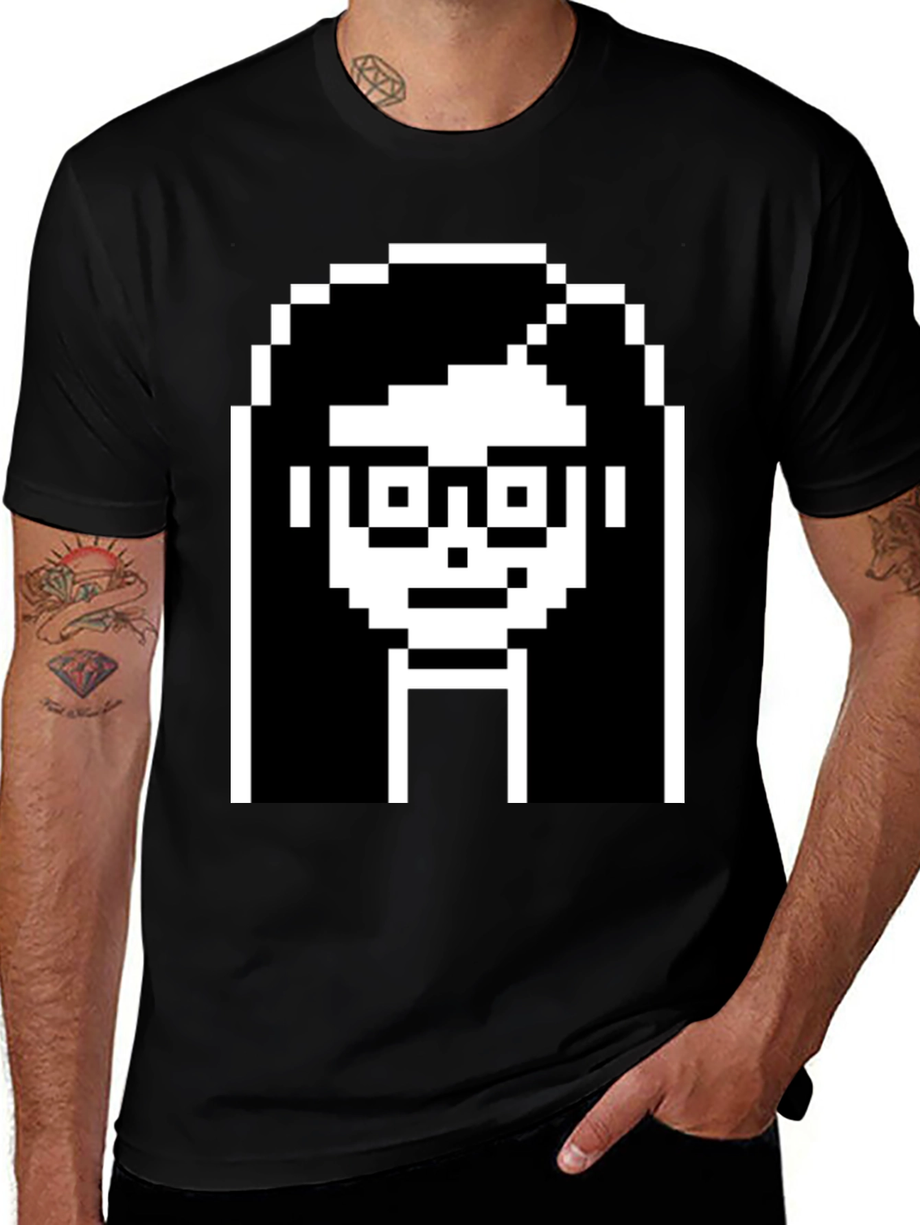 Variant 9 of Pixelated Girl Tee - Geek Chic Black T-Shirt