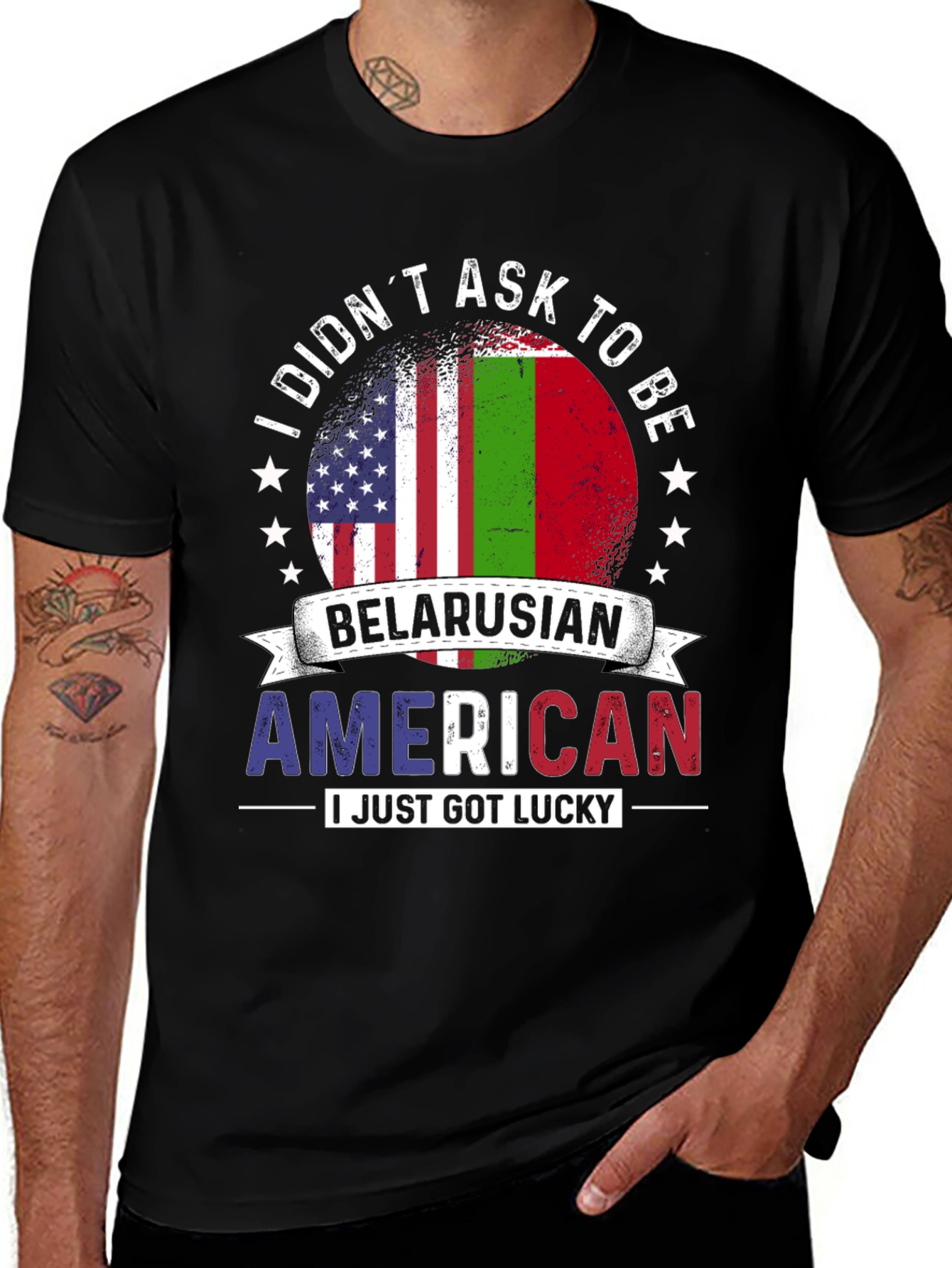 Belarusian American Flag T-Shirt Lucky Patriotic Tee