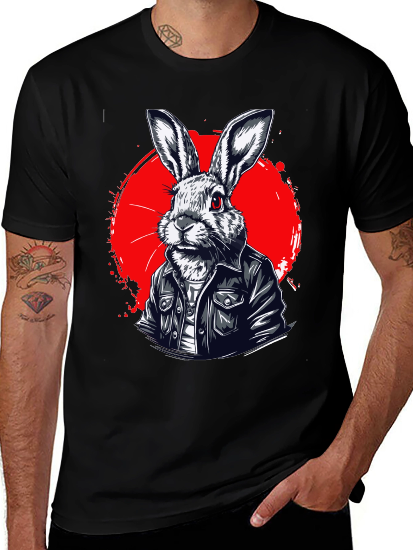 Variant 7 of Rabbit Biker Graphic T-Shirt - Cool, Edgy Design
