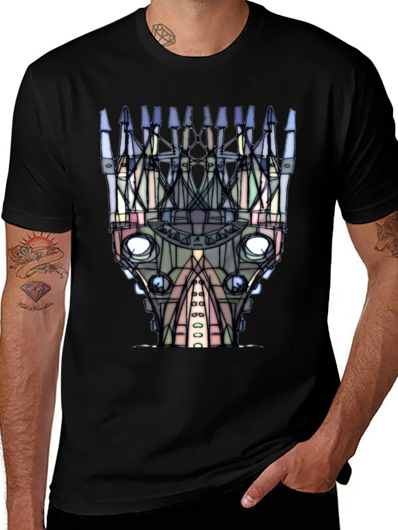 Variant 20 of Abstract Stained Glass Style Graphic Tee