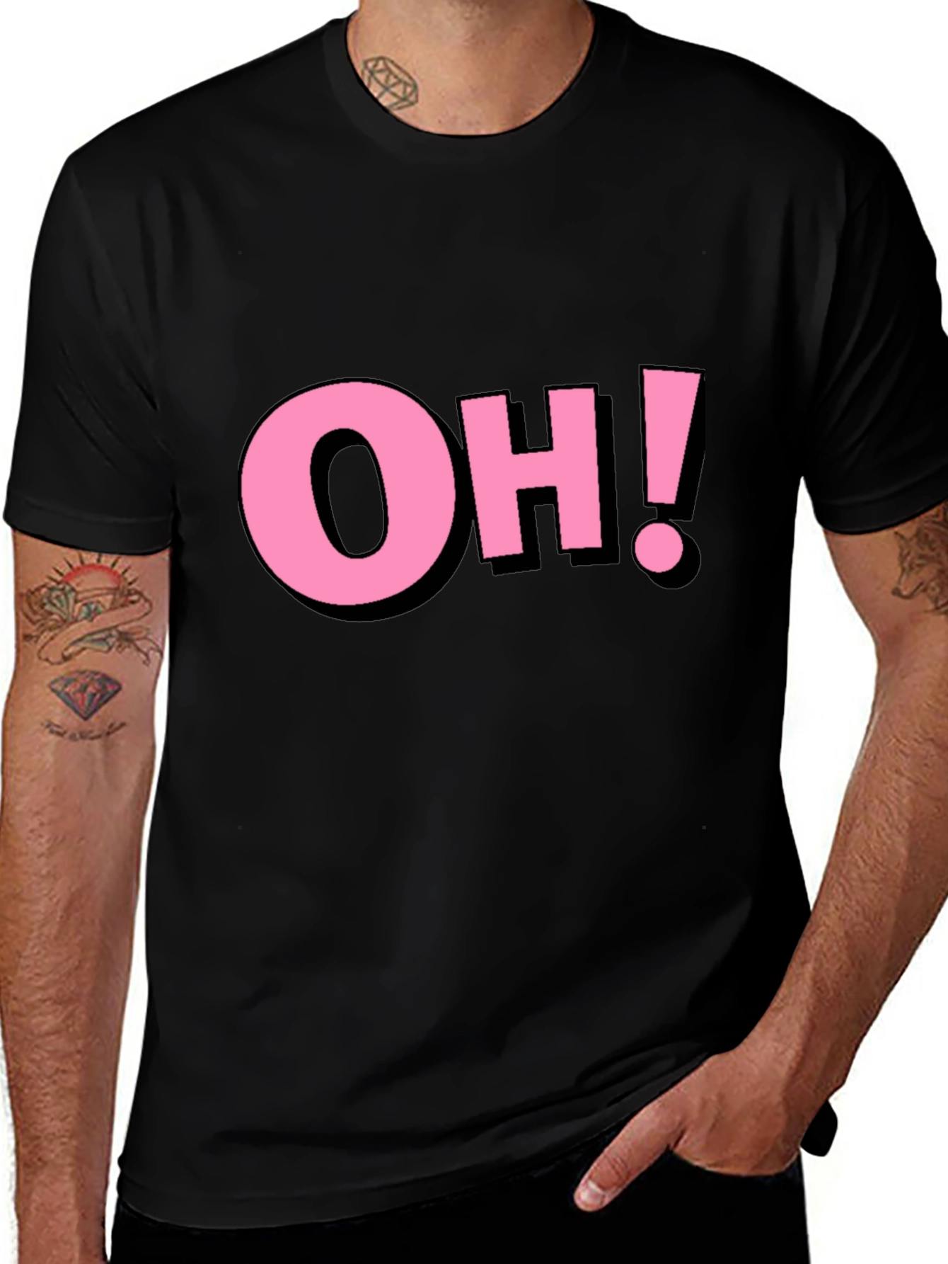 Black Pink "OH!" Graphic Black Cotton T-Shirt main image