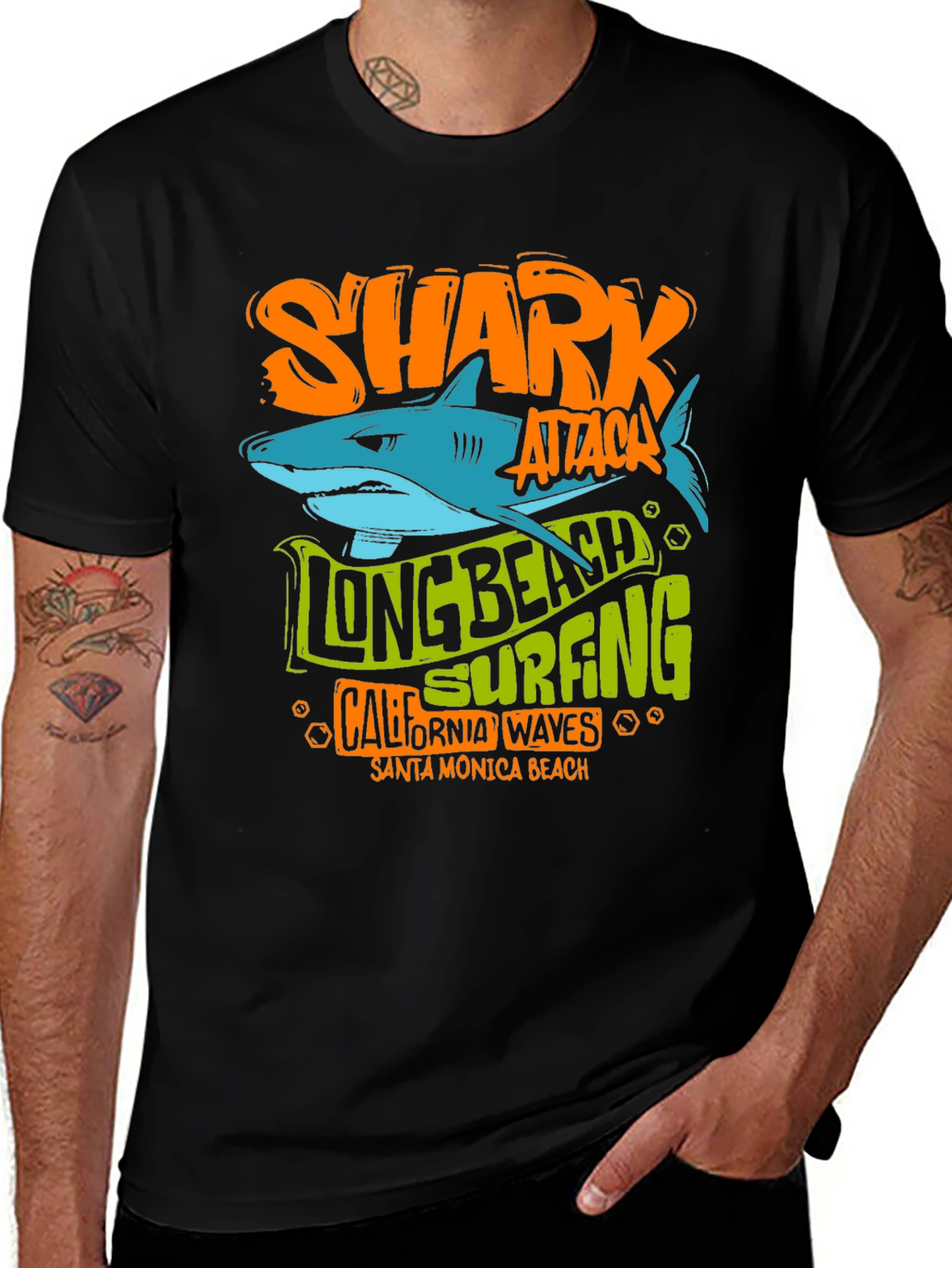 Variant 26 of Shark Attack Long Beach Surfing T-Shirt