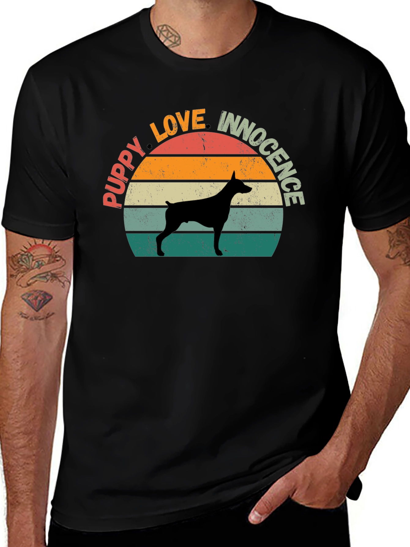 Puppy Love Doberman Dog Retro T-Shirt