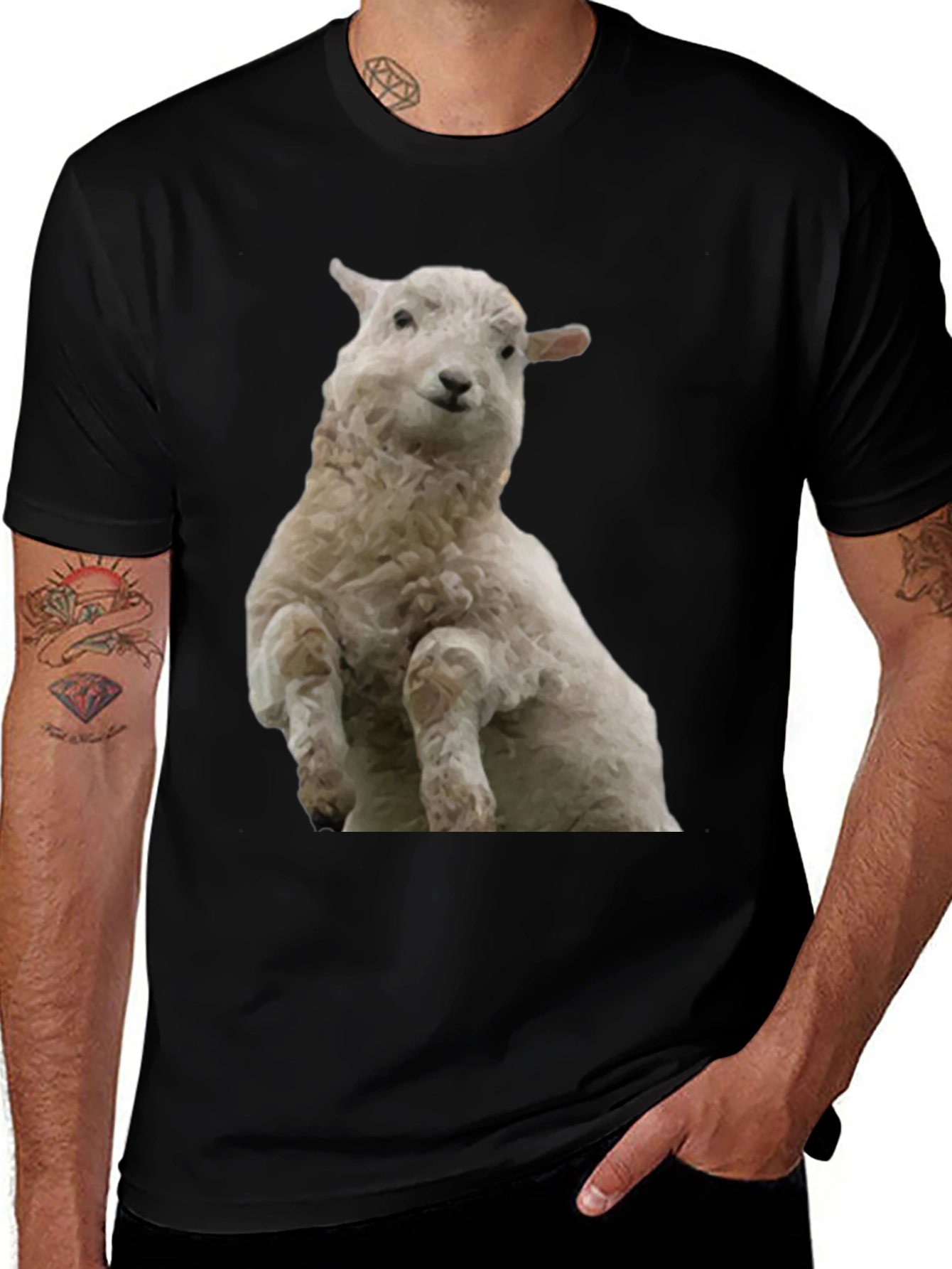 Variant 13 of Black T-Shirt with Sheep Graphic