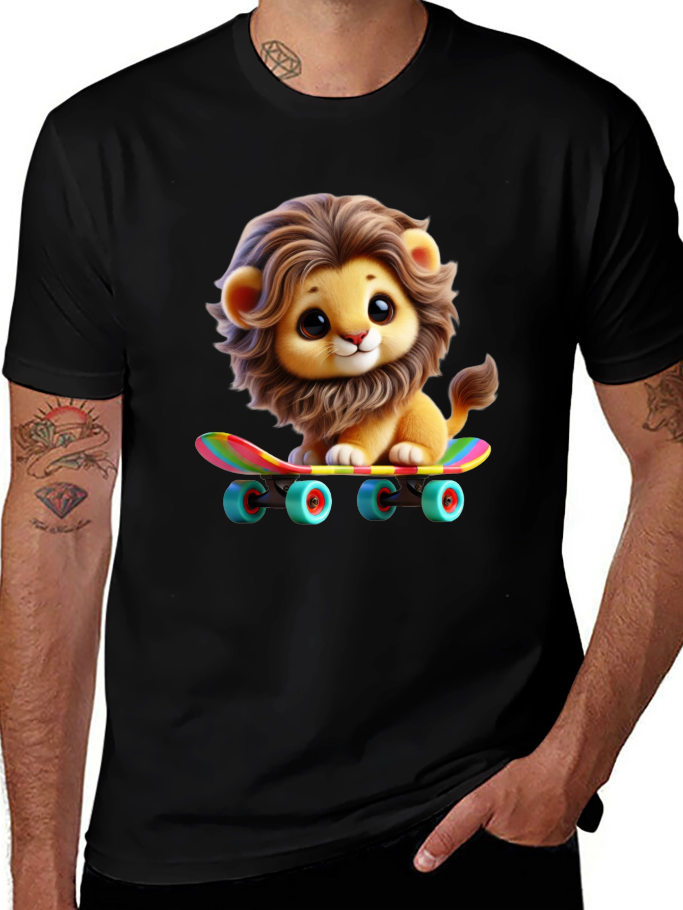 Variant 27 of Cute Lion Skateboard T-Shirt