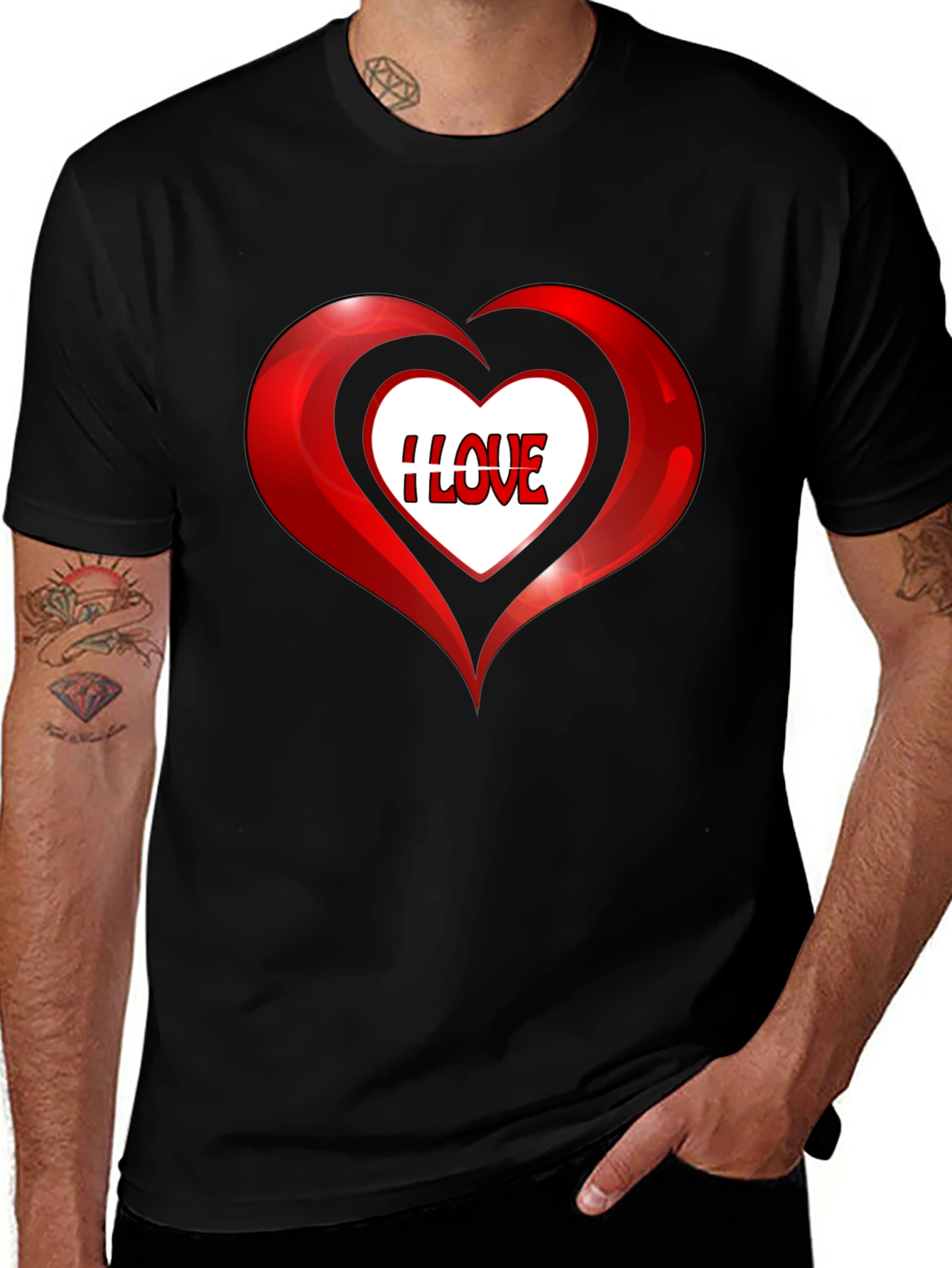 Variant 19 of I Love Heart Graphic Black T-Shirt