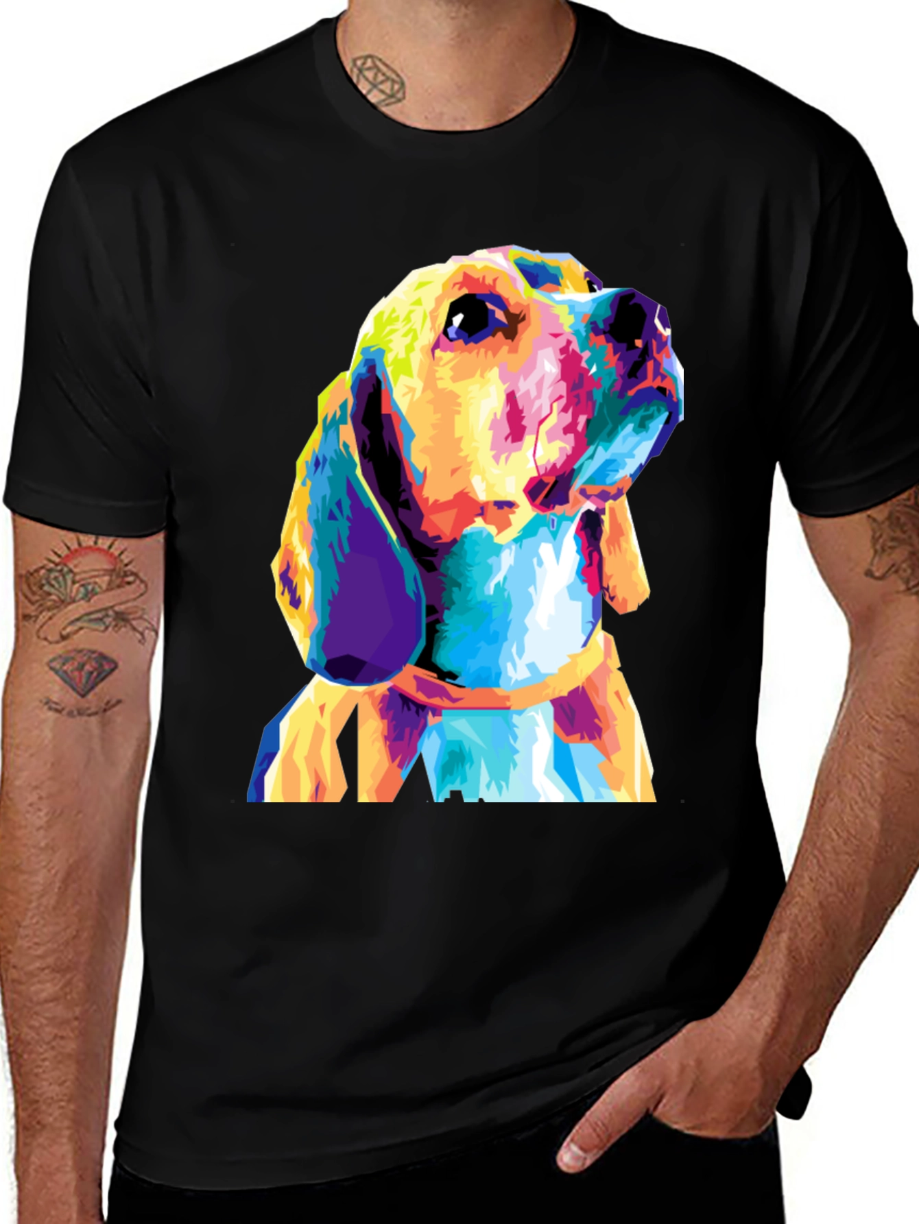 Variant 13 of Dog Graphic Print Black T-Shirt