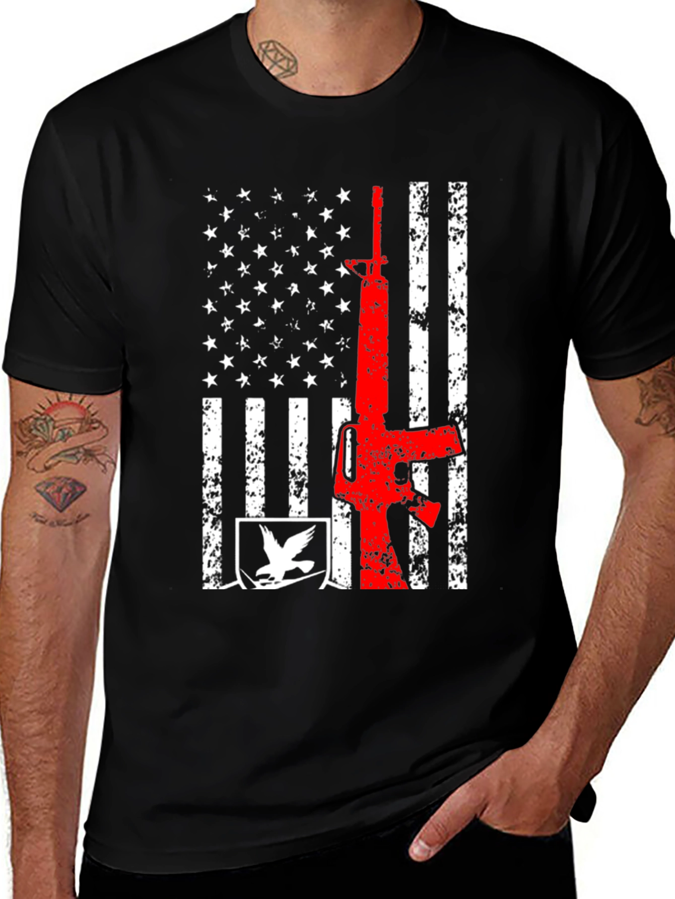 Variant 8 of American Flag AR-15 T-Shirt - Patriotic Design