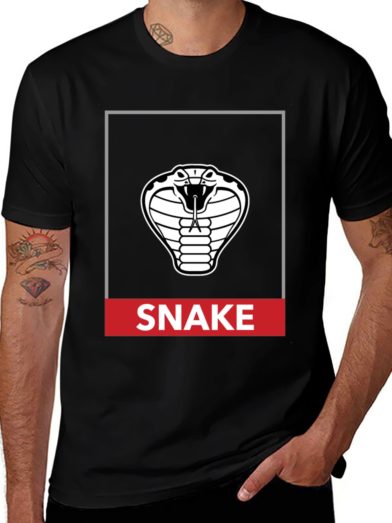 Variant 9 of Cobra Snake Graphic T-Shirt - Men's Black Tee