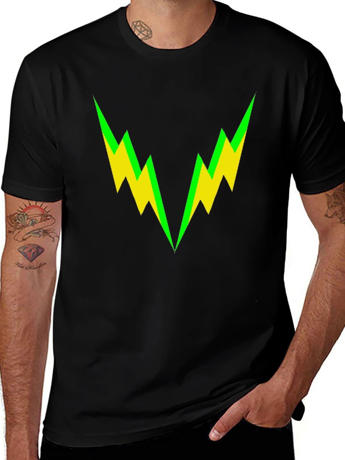 Variant 22 of Bold Lightning Bolt Graphic Tee - Black