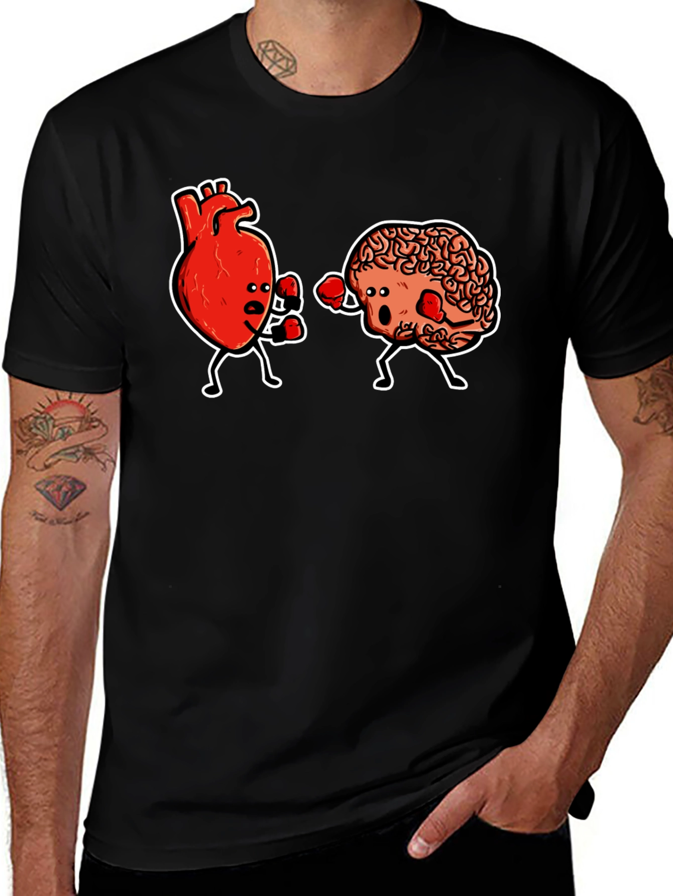 Variant 5 of Brain vs Heart Boxing Match Graphic Tee