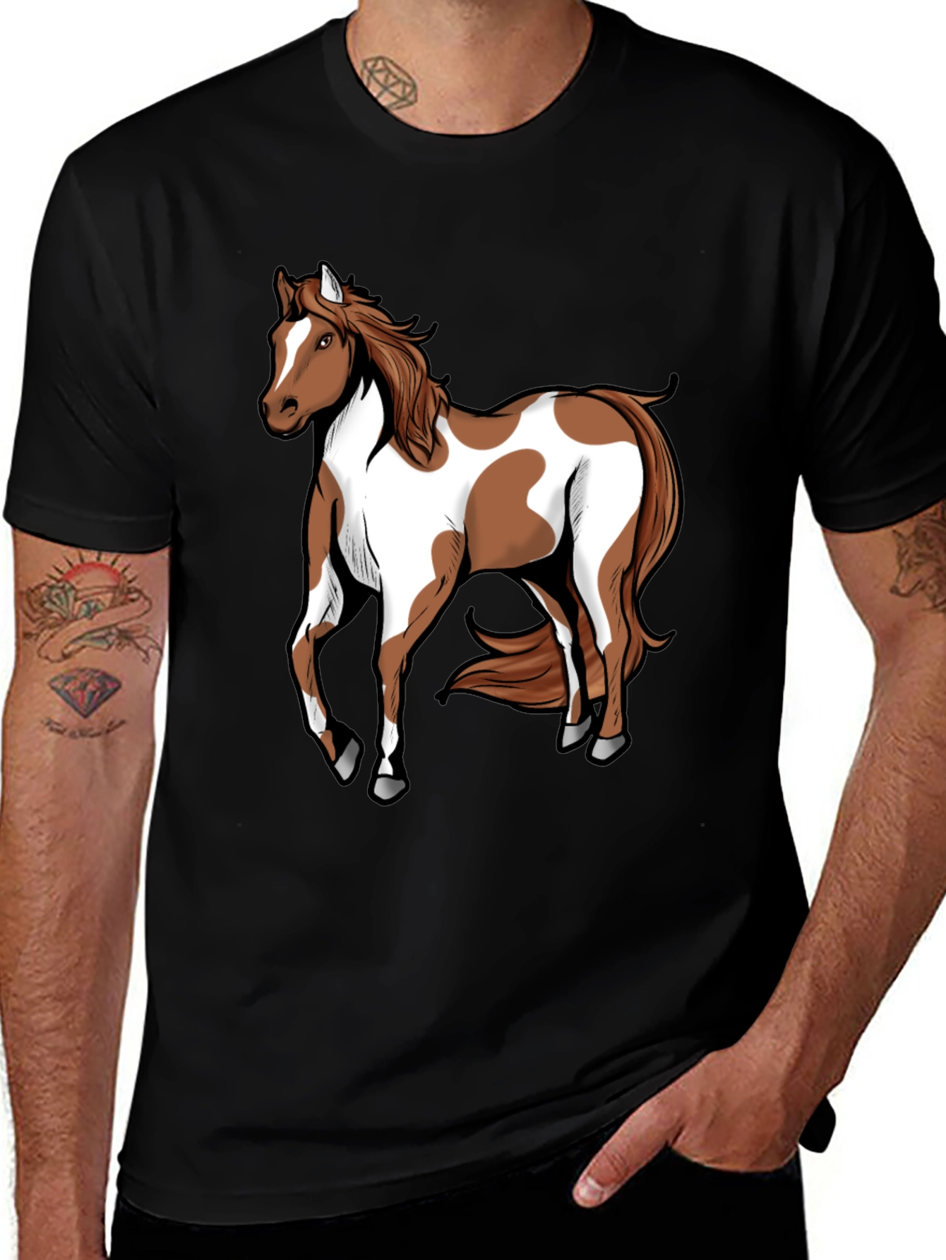 Variant 11 of Horse Graphic Tee - Black Cotton T-Shirt