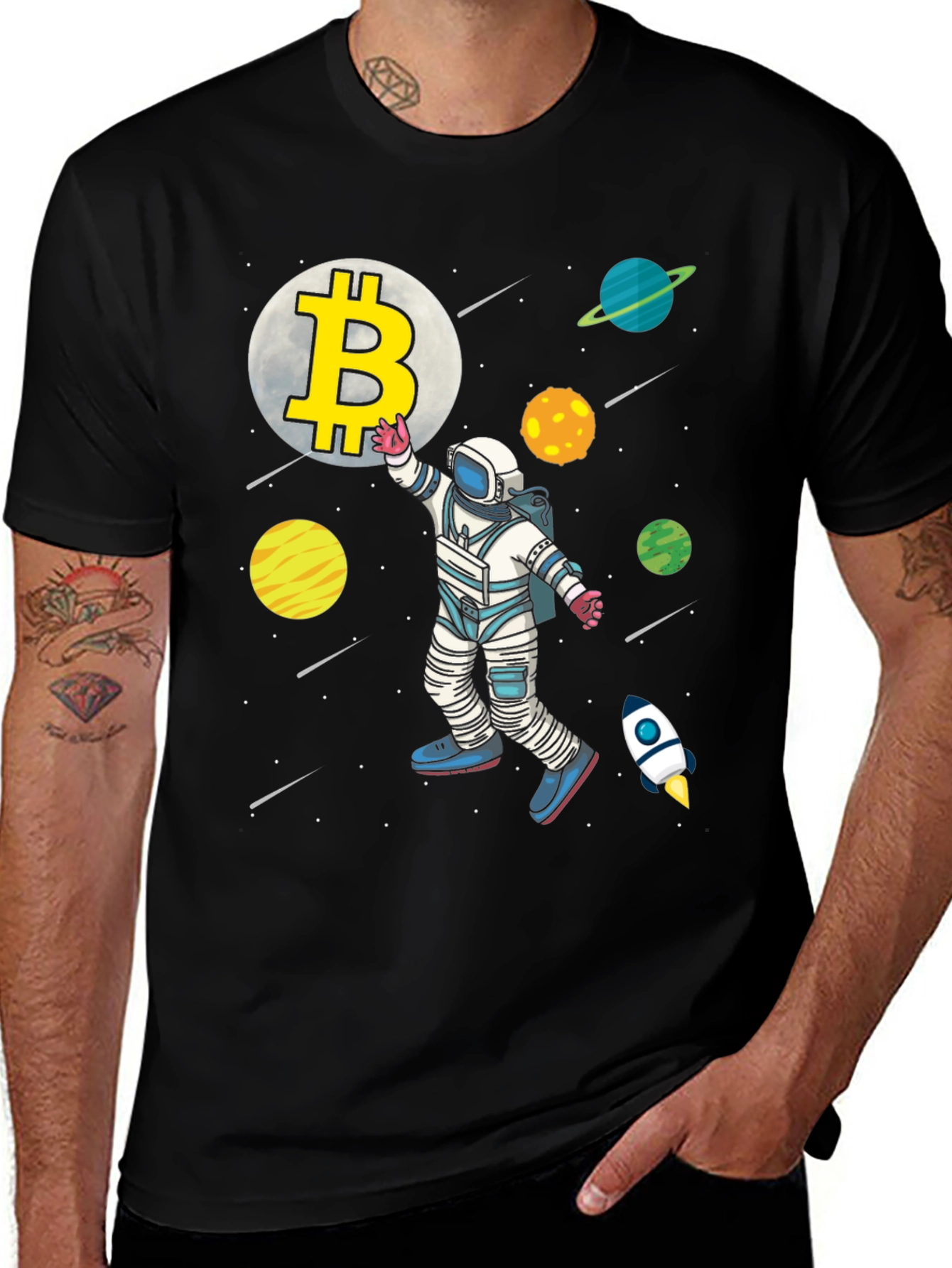Bitcoin Astronaut Graphic Tee - Space Crypto Shirt