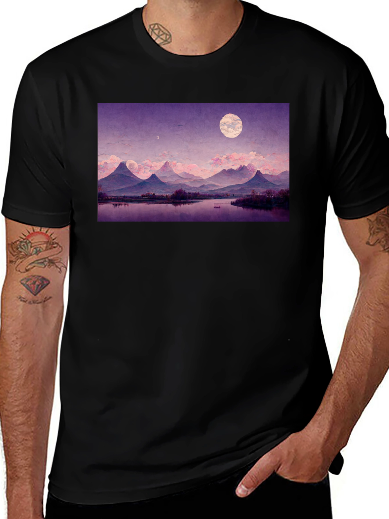 Variant 24 of Scenic Moonlit Mountainscape T-Shirt