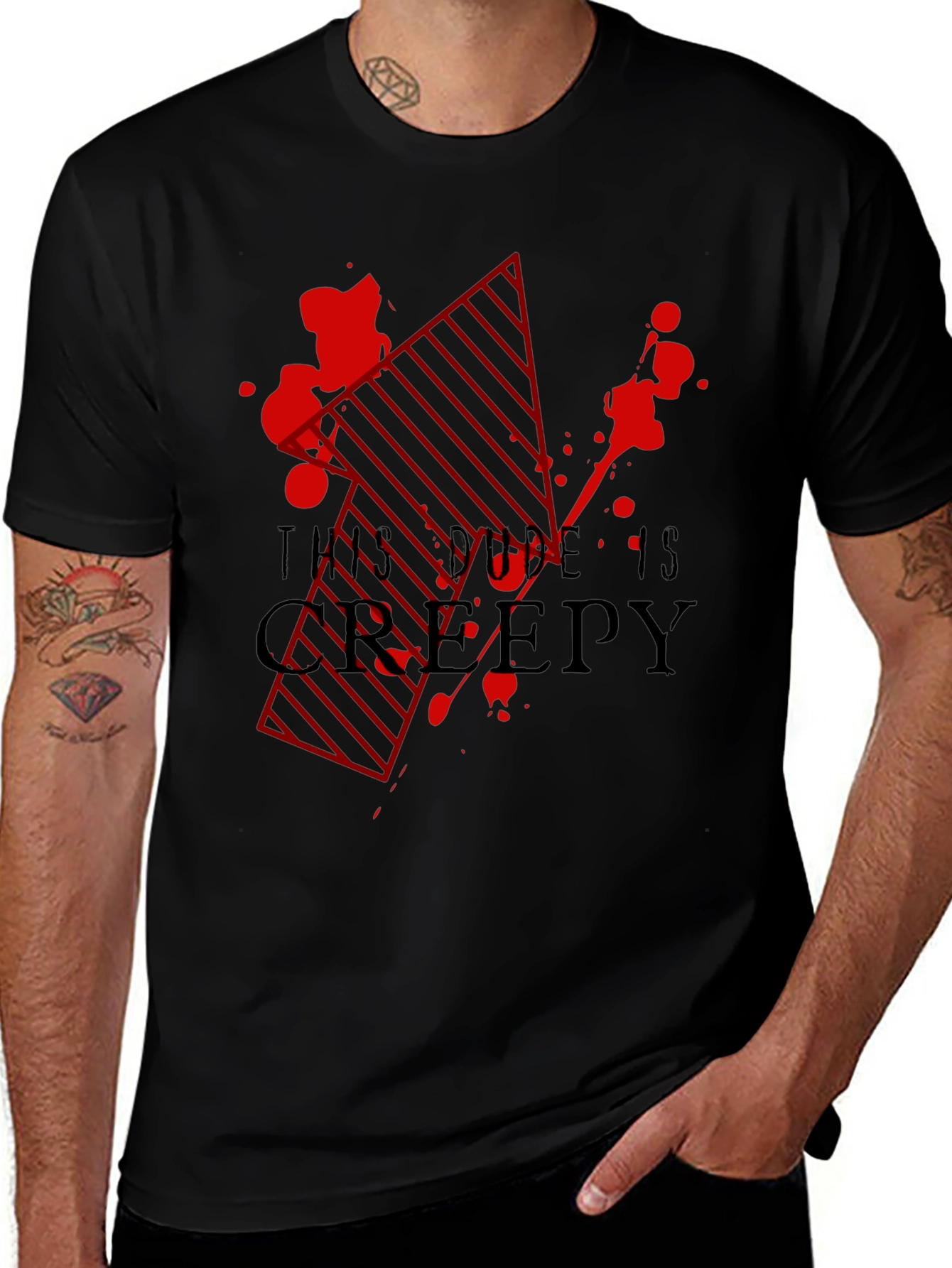 Variant 3 of Creepy Dude Graphic Tee - Black T-Shirt