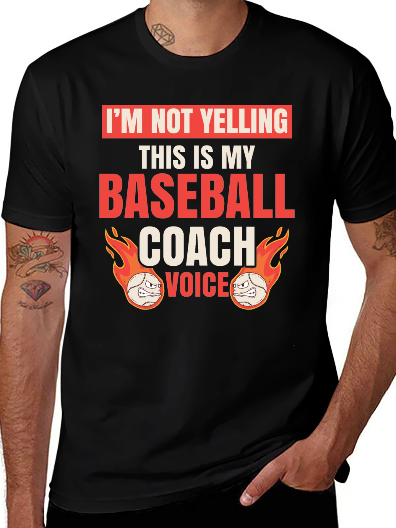 Variant 18 of Funny Baseball Coach T-Shirt: I'm Not Yelling!