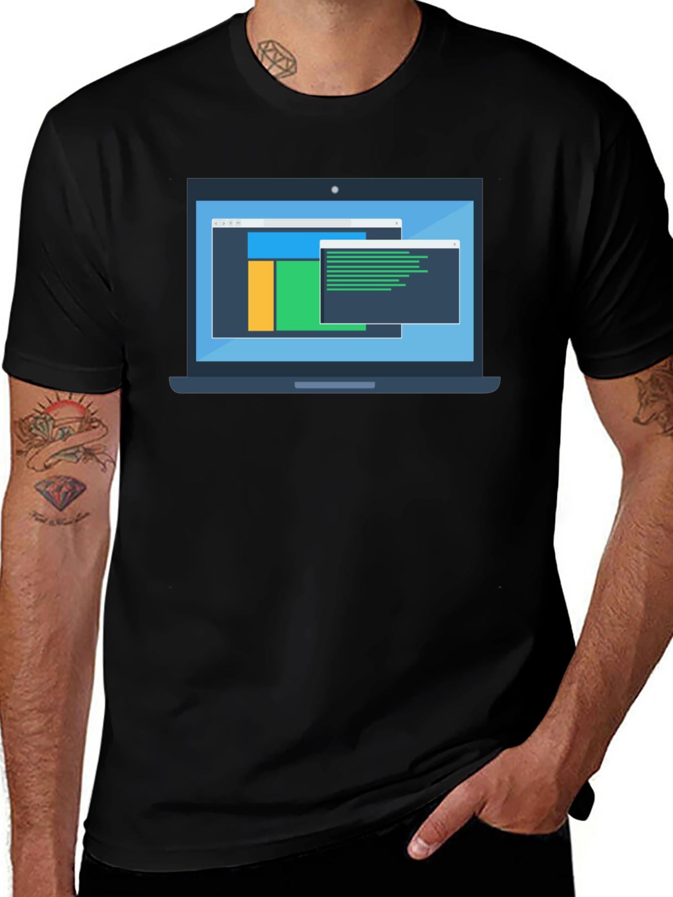 Black Programmer Laptop Graphic T-Shirt main image