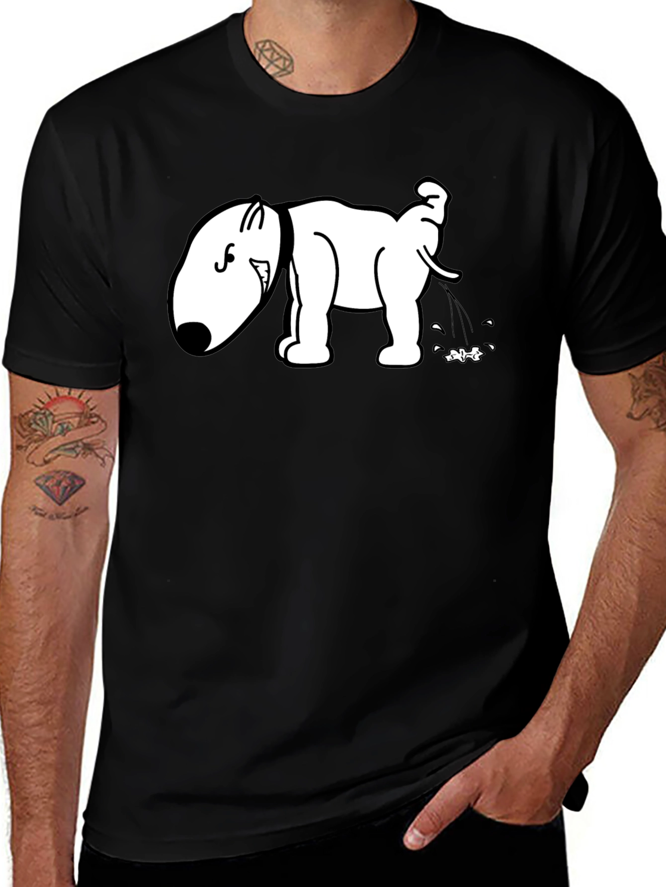 Variant 11 of Funny Dog Peeing Black T-Shirt