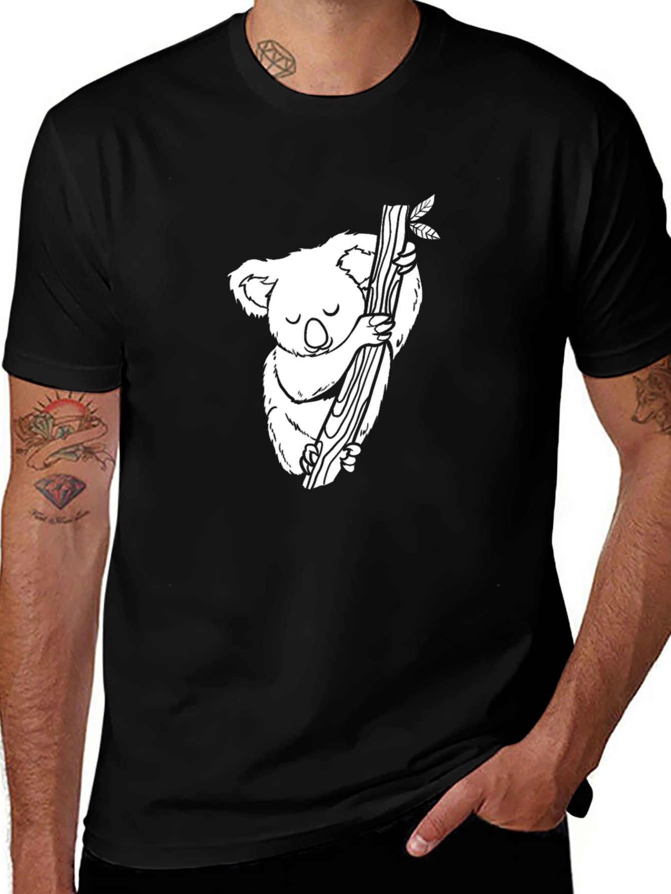 Variant 24 of Koala Hugging Tree Black T-Shirt - Unisex