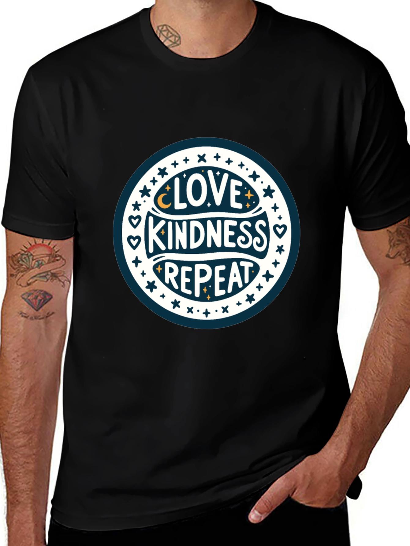 Variant 12 of Love Kindness Repeat Graphic Tee - Black