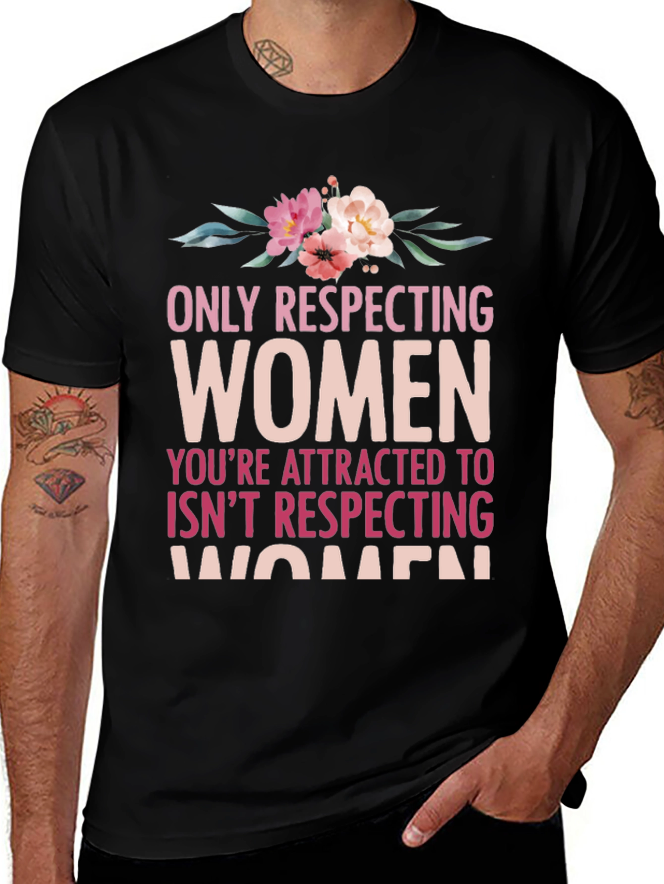 Variant 16 of Respect Women Graphic Tee - Floral Design