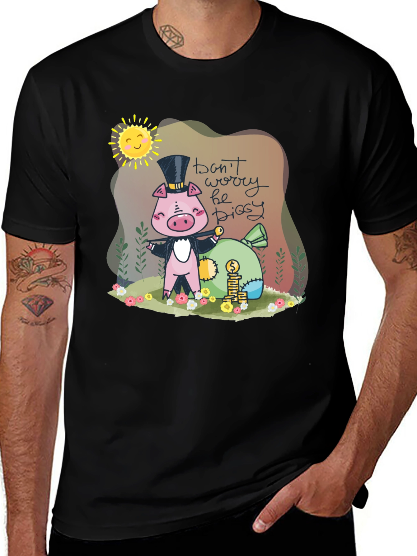 Variant 3 of Piggy Bank T-Shirt - Don't Worry Be Piggy!