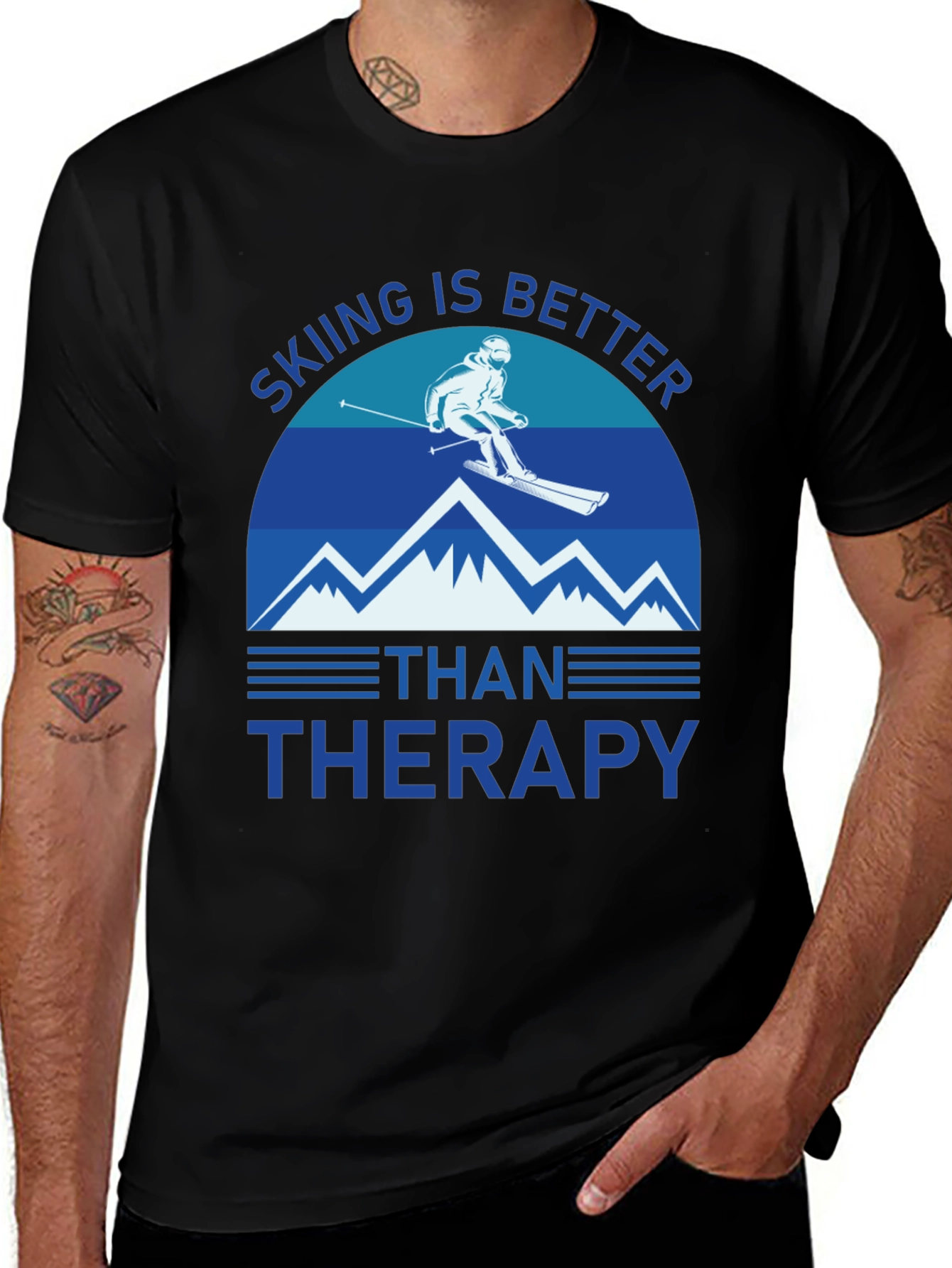 Variant 26 of Skiing is Better Than Therapy Graphic Tee