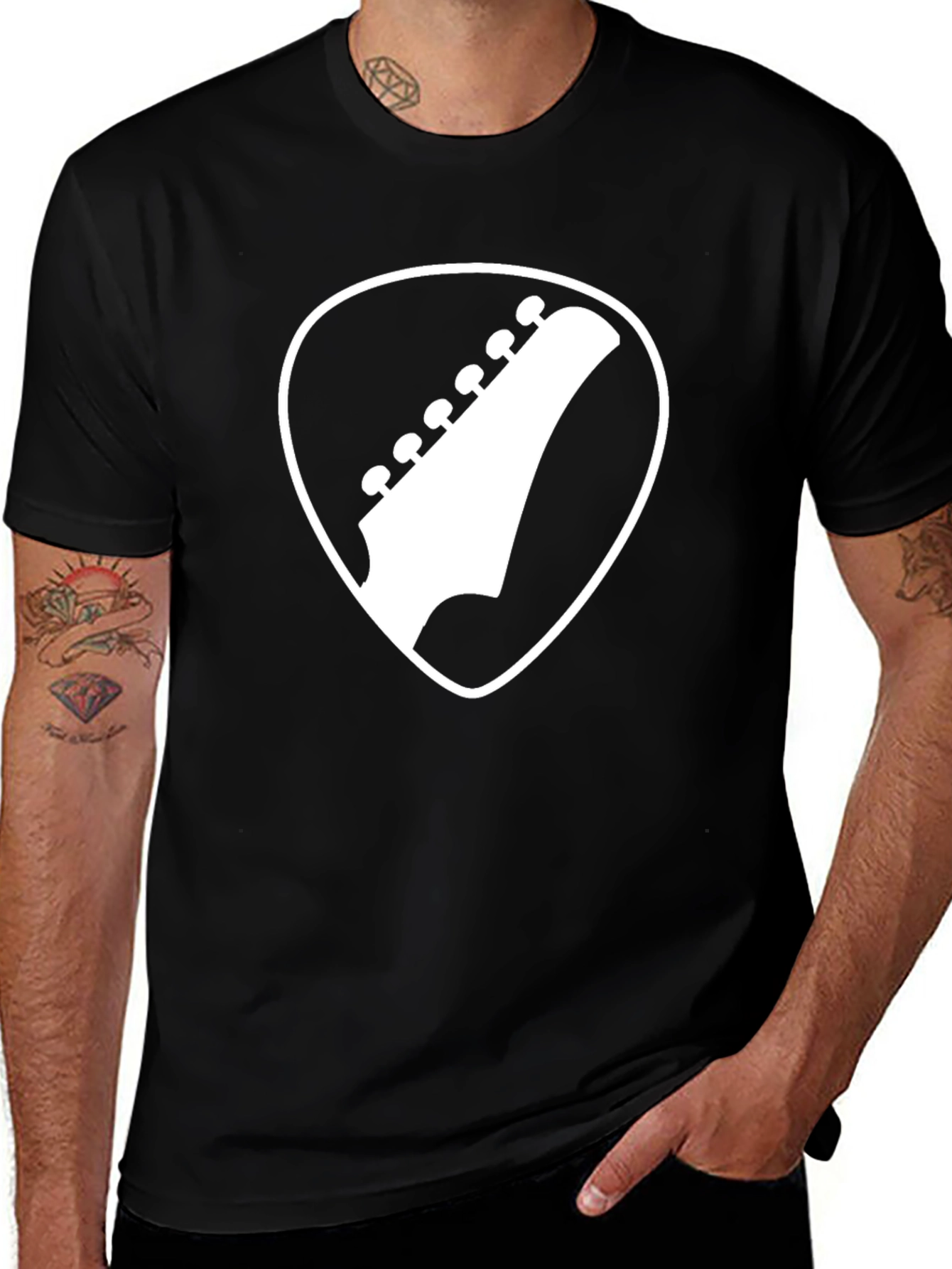 Variant 4 of Guitar Pick Headstock Graphic Tee - Music Lover Shirt