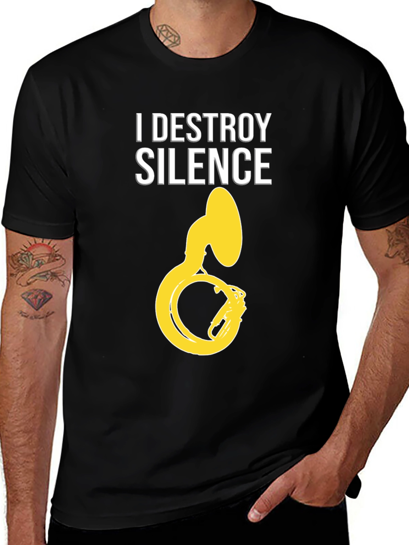 Variant 14 of I Destroy Silence Tuba Graphic Tee - Black