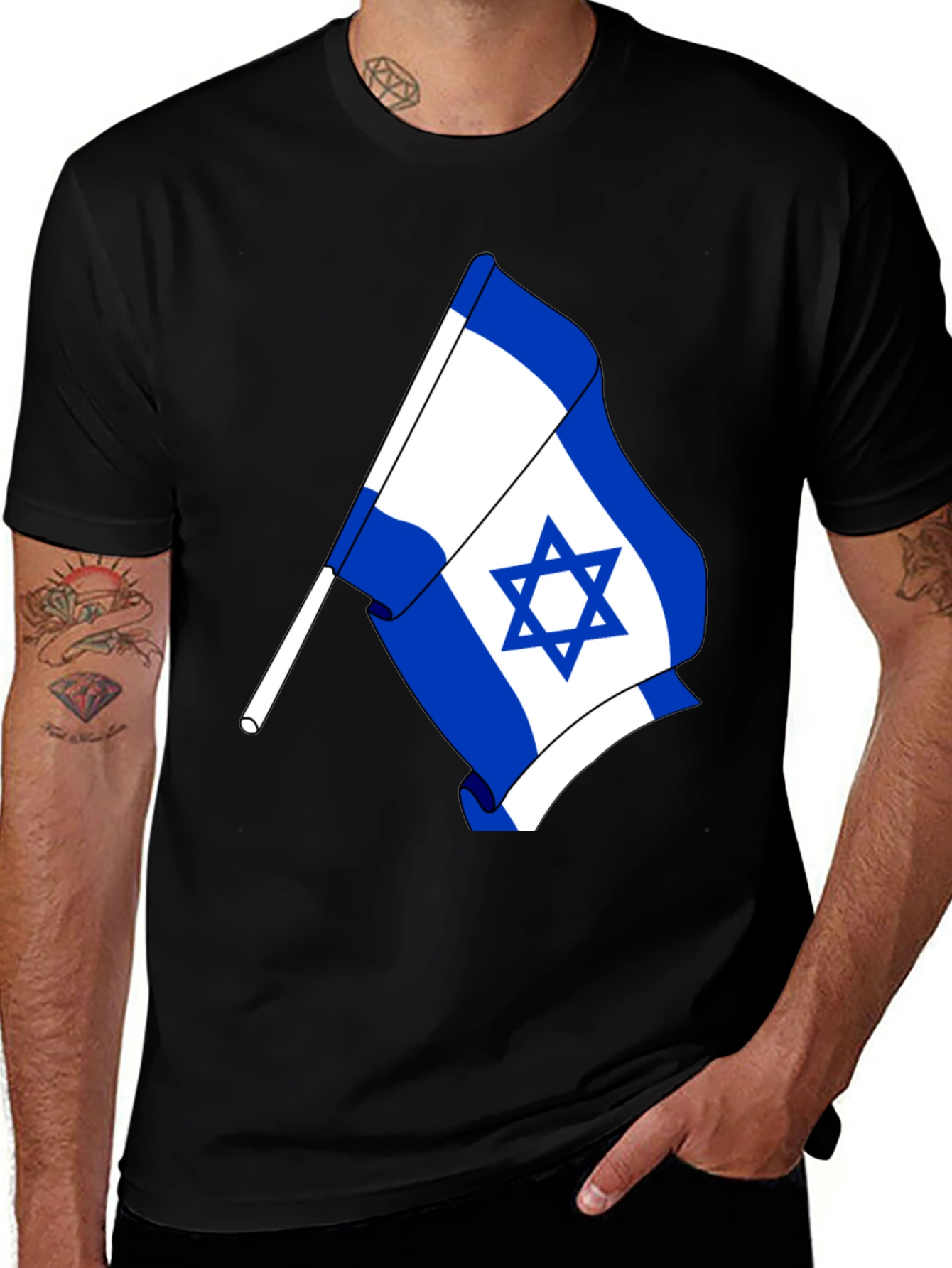 Israel Flag Graphic T-Shirt - Black