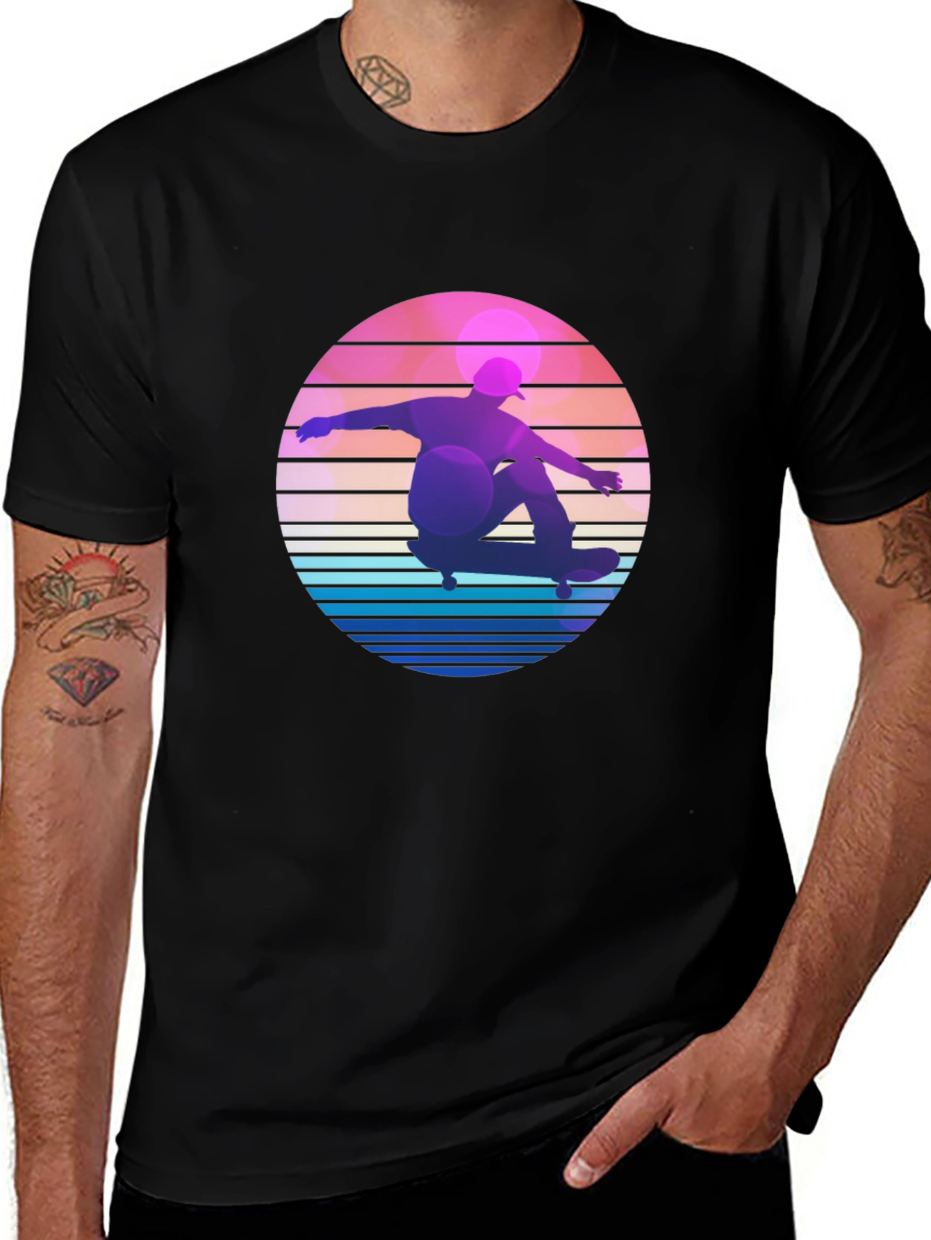 Variant 15 of Retro Skater T-Shirt - Sunset Vibes