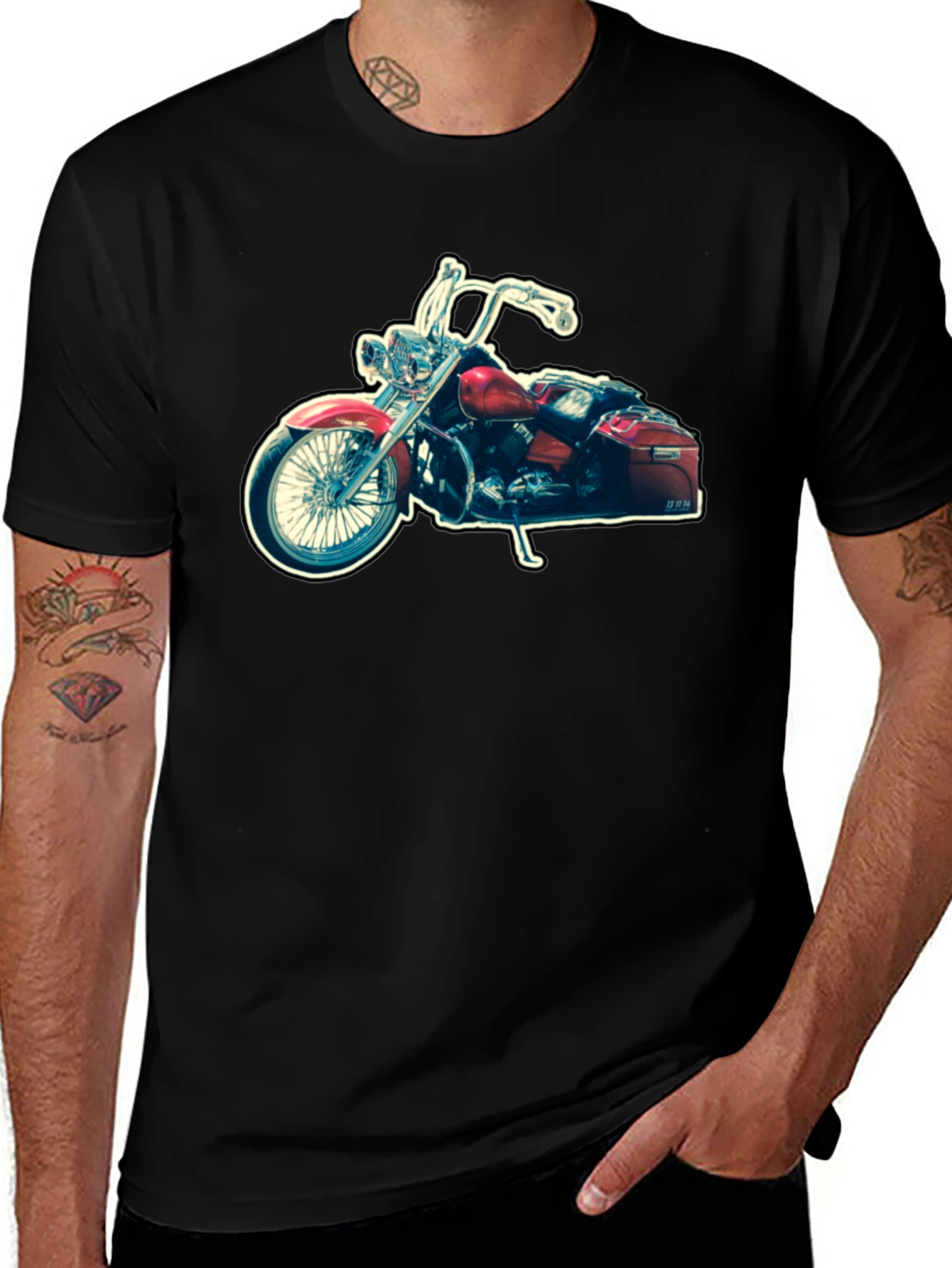 Variant 15 of Motorcycle Graphic Black T-Shirt