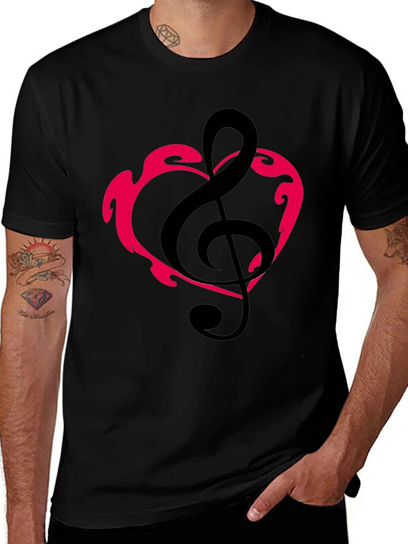 Musical Heartbeat Tee - Black Graphic T-Shirt