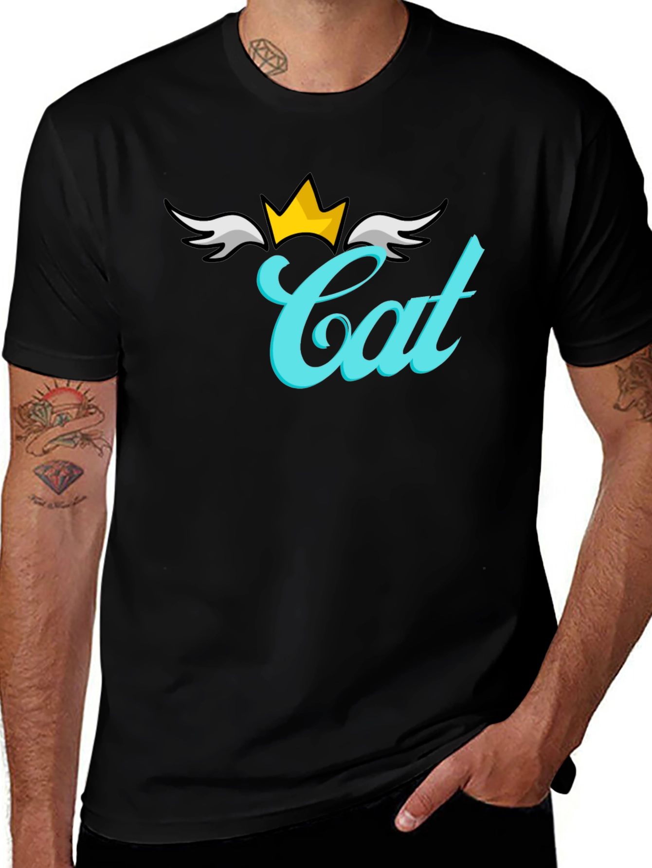 Variant 16 of Cat with Crown Black T-Shirt