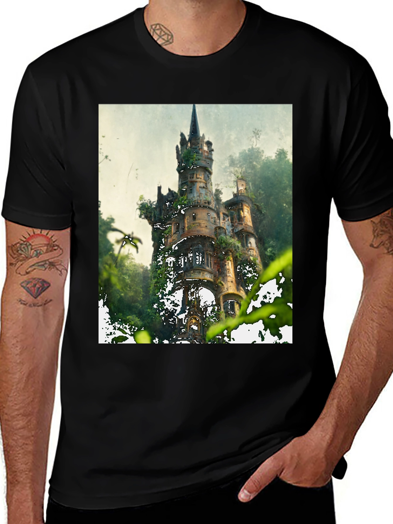 Variant 24 of Enchanted Castle Graphic Tee - Black