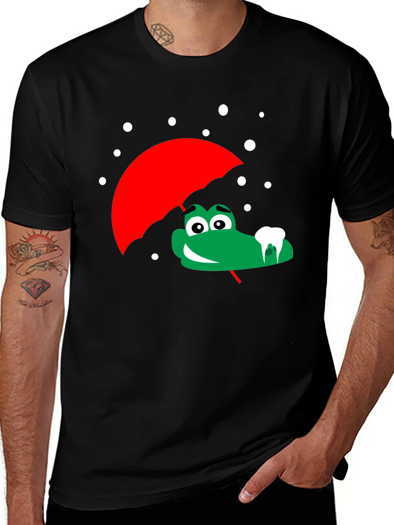 Variant 23 of Cartoon Alligator with Umbrella Graphic Tee