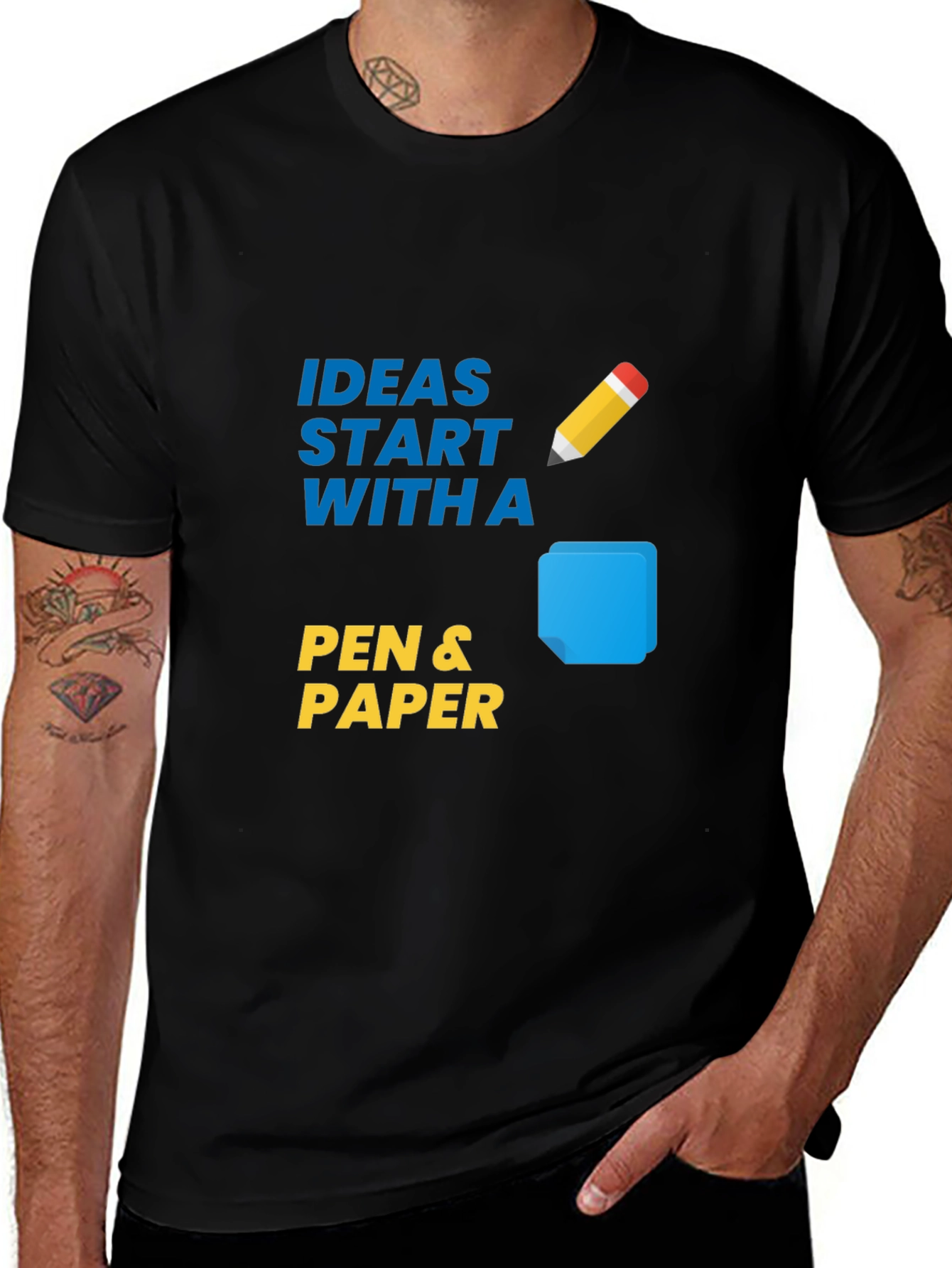 Variant 7 of Ideas Start With Pen & Paper T-Shirt - Creative Black Tee
