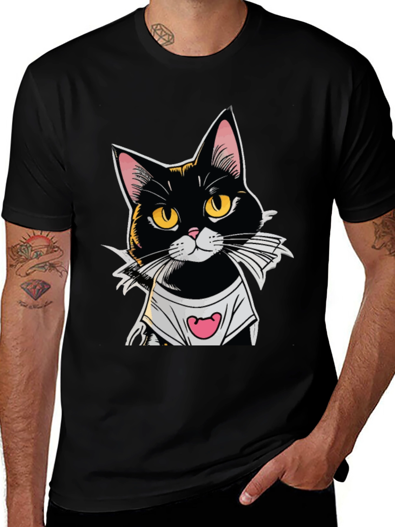Variant 19 of Cool Cat Graphic Tee - Black T-Shirt