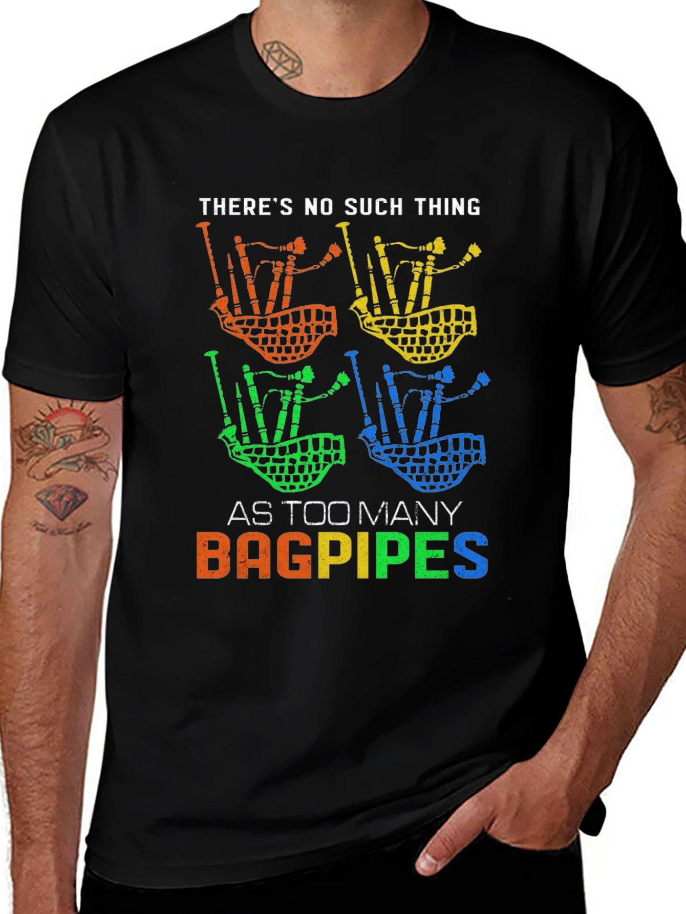 Variant 20 of Bagpipes Graphic Tee - Too Many Bagpipes