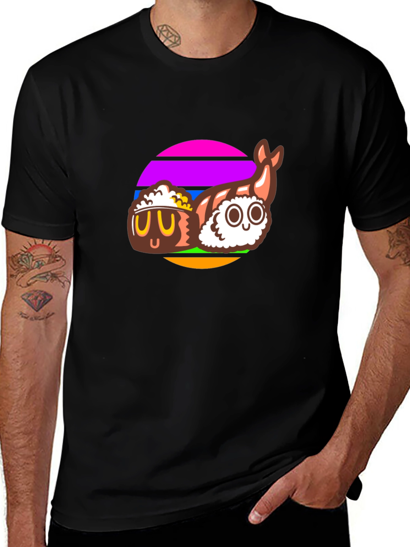 Variant 26 of Sushi Graphic Black T-Shirt - Fun Foodie Tee