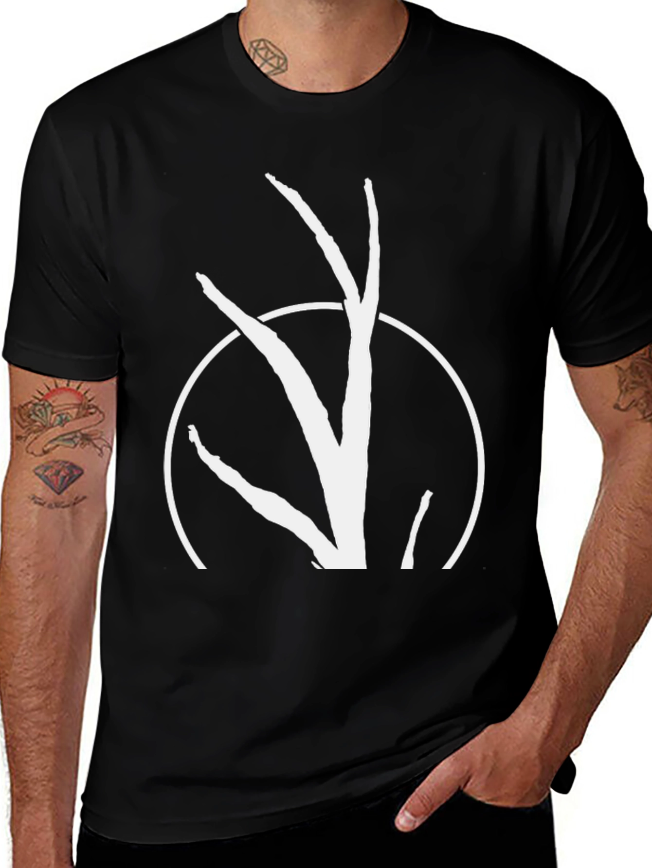 Abstract Branch Design Black T-Shirt