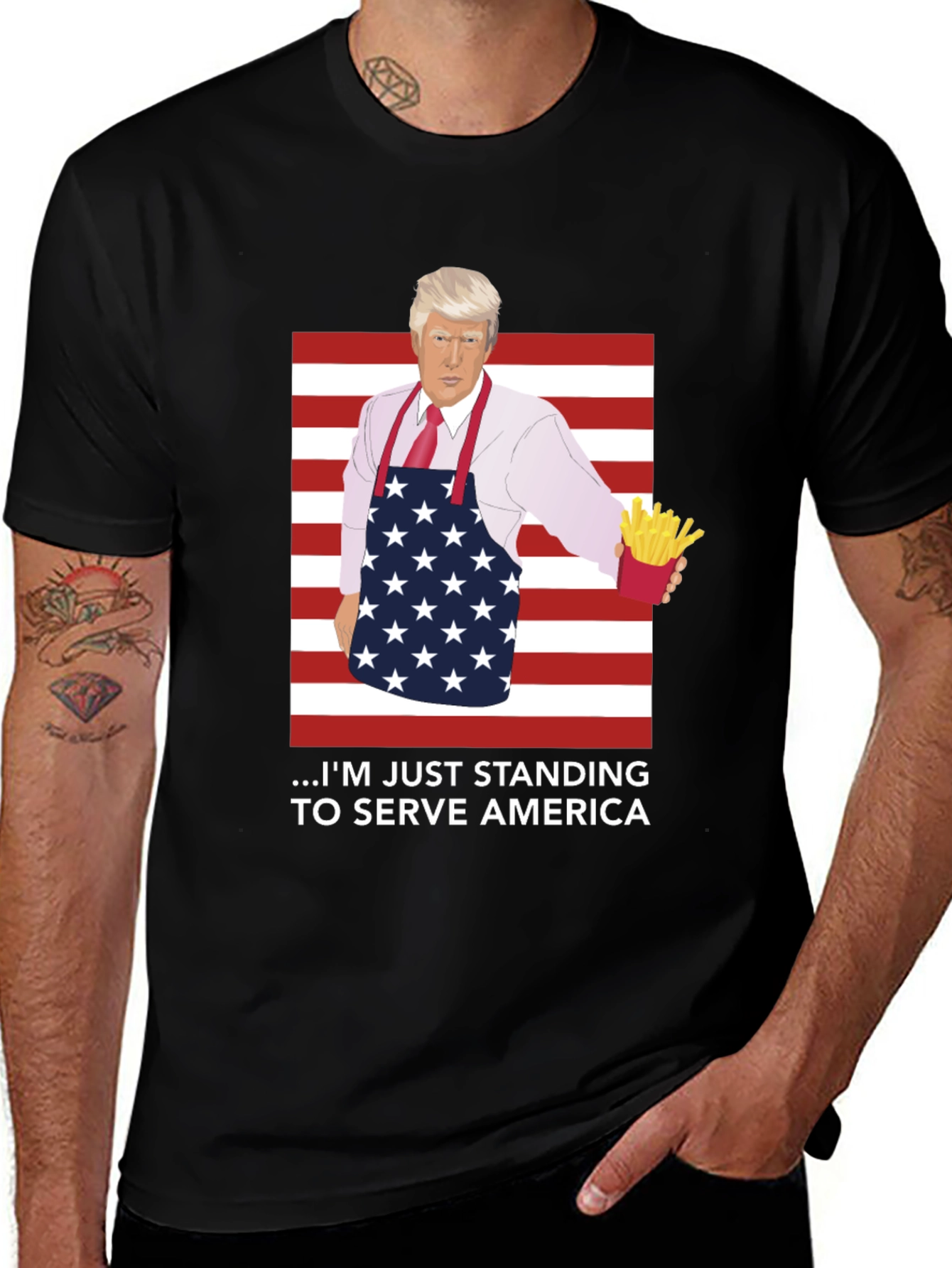 Trump Patriotic T-Shirt - Serving America with Fries