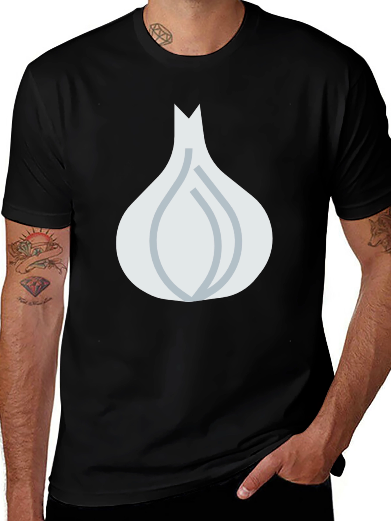 Variant 13 of Garlic Graphic Tee - Black Cotton Blend T-Shirt