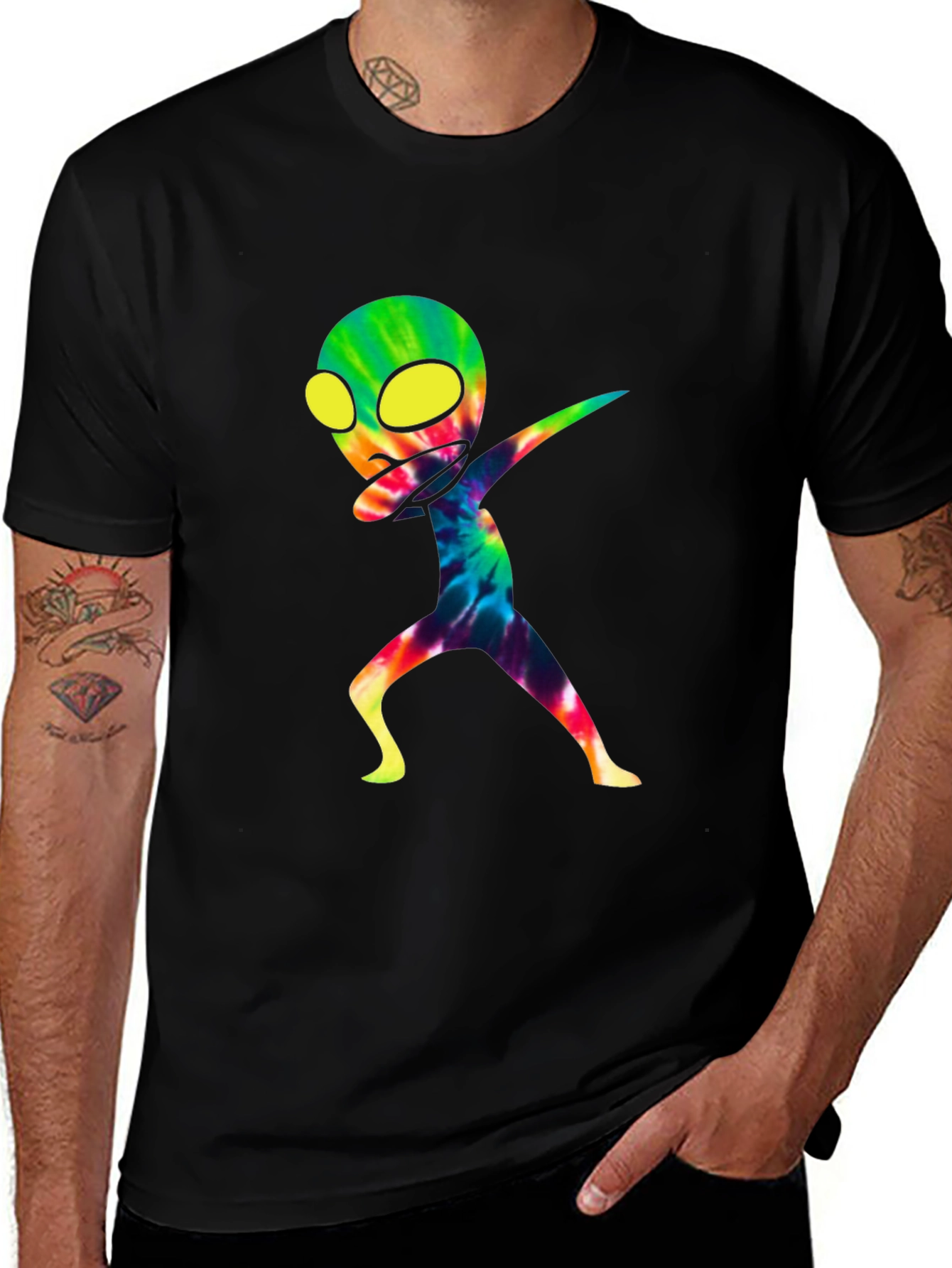 Variant 2 of Dabbing Alien Graphic Tee - Cool Tie-Dye Design