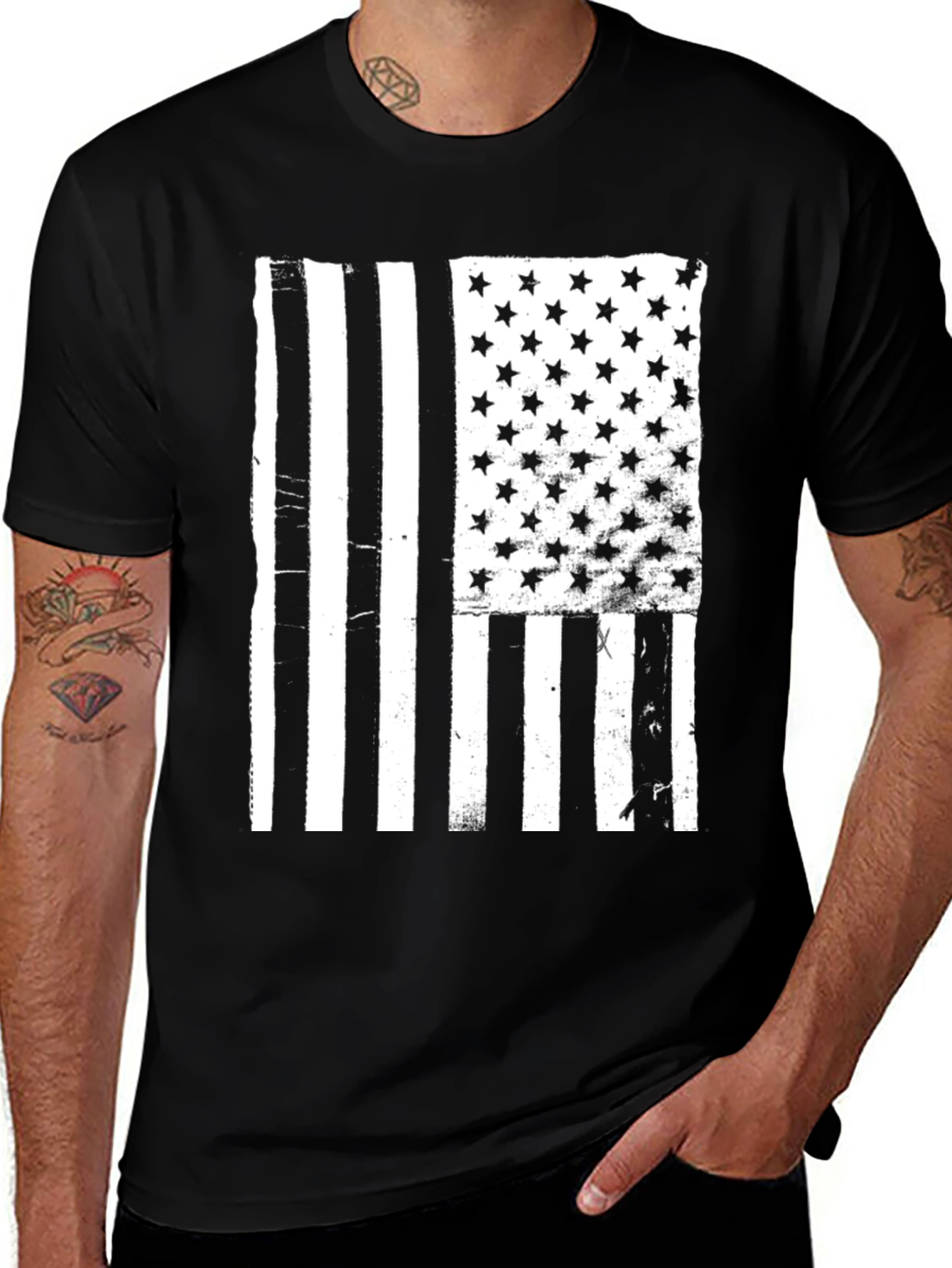 Variant 5 of Distressed American Flag Graphic Tee