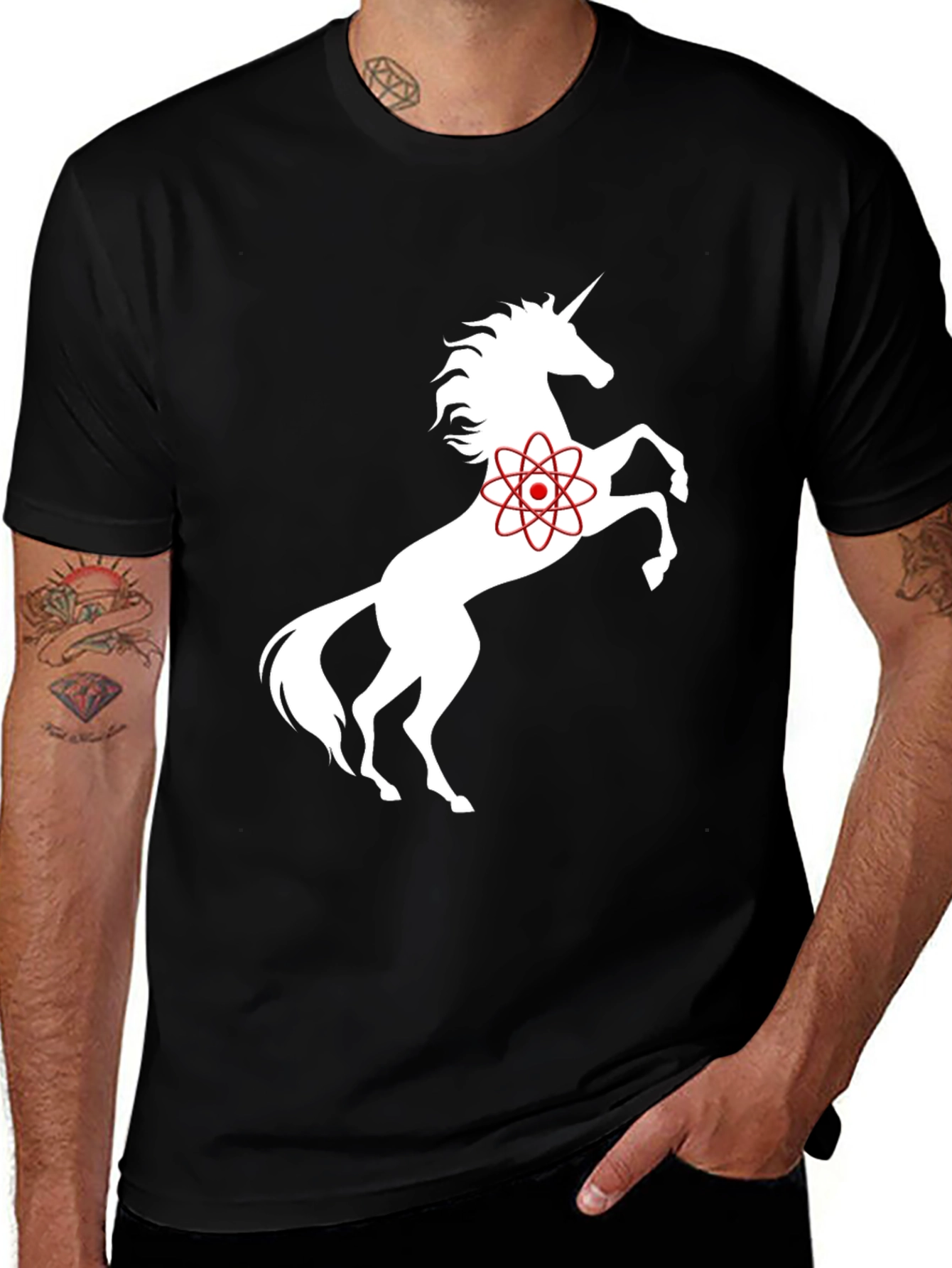 Variant 18 of Unicorn Atom Black T-Shirt - Science Meets Fantasy